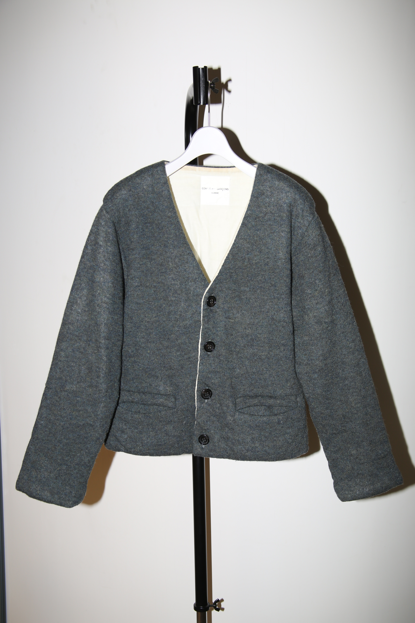 1997 COMME DES GARCONS HOMME / PADDED KNIT CARDIGAN JACKET IN SHETLAND WOOL