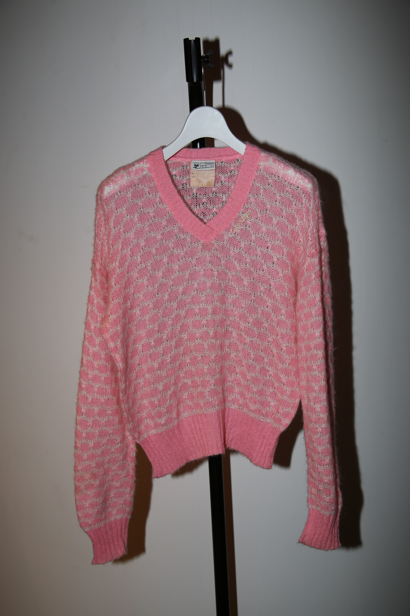 1990 COURREGES / SHEER MOHAIR SWEATER WITH EMBROIDERY