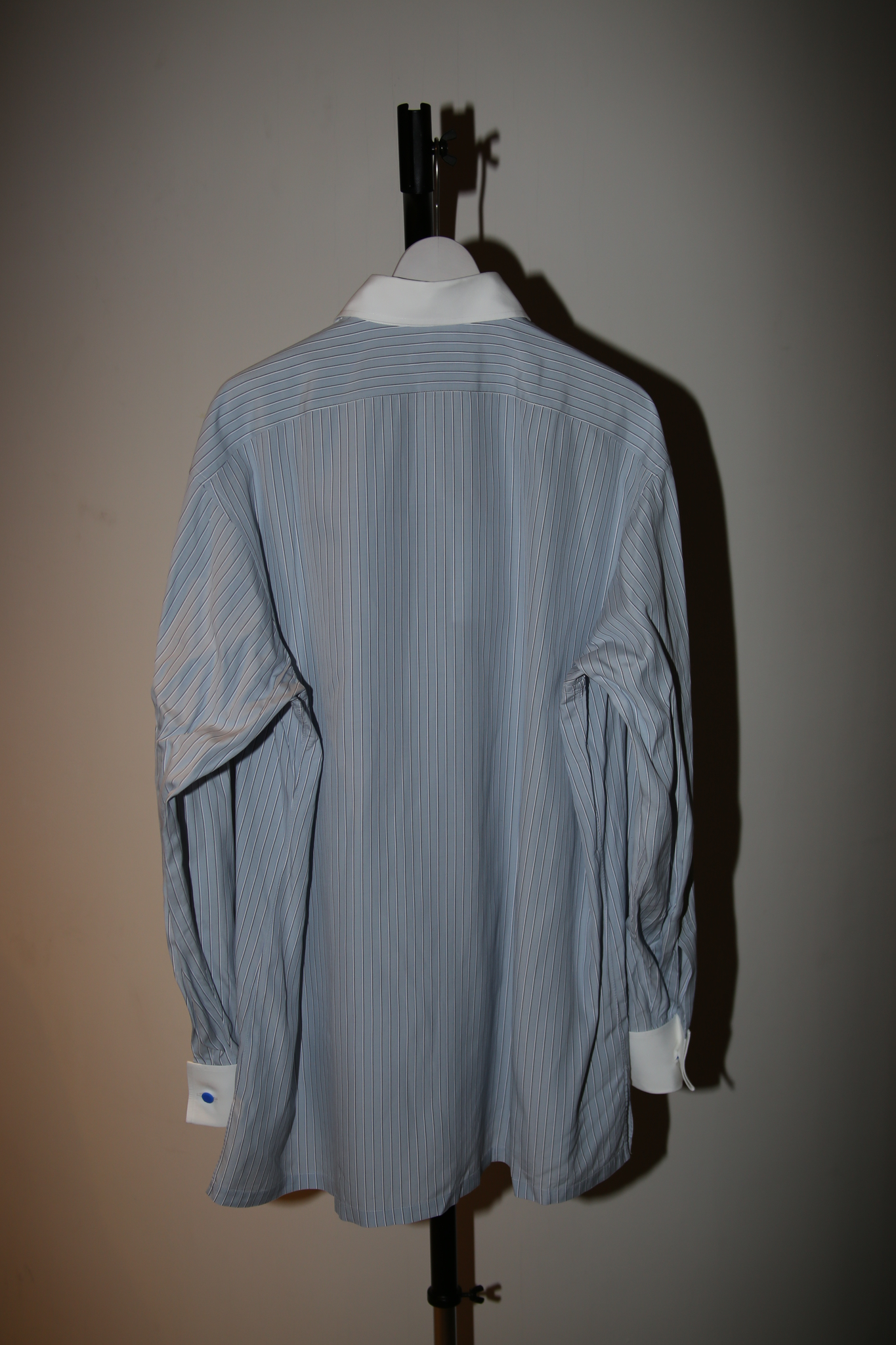 1990 CHARVET / COTTON CLERIC DRESS SHIRT IN GREY STRIPE