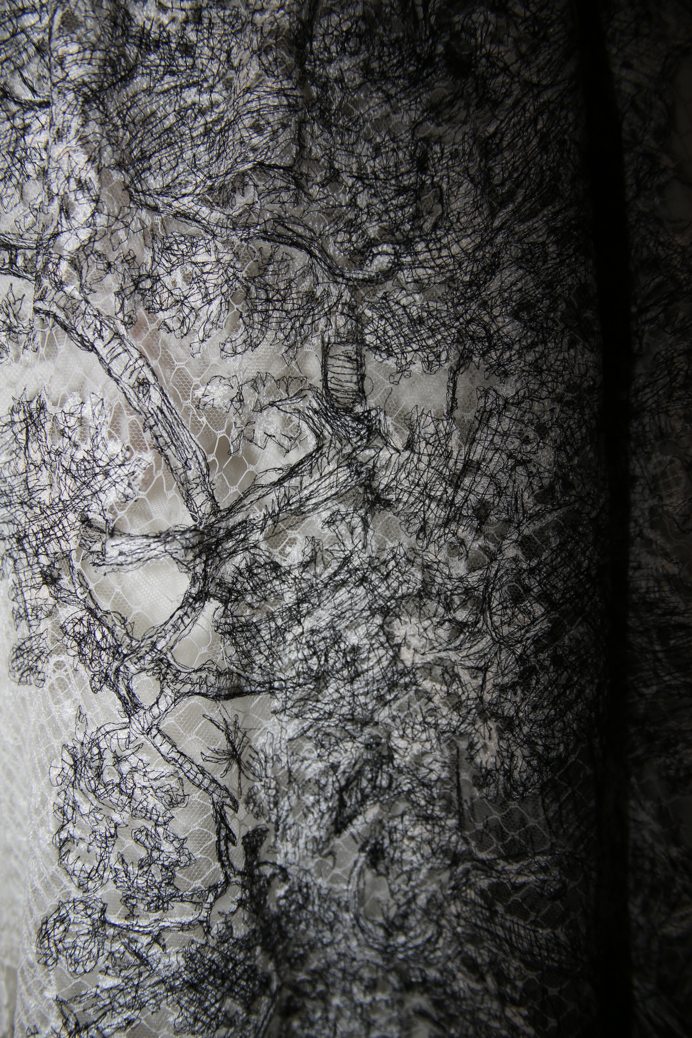 2000 CHRISTIAN DIOR / Toile de Jouy TULE LACE SKIRT WITH EMBROIDERY