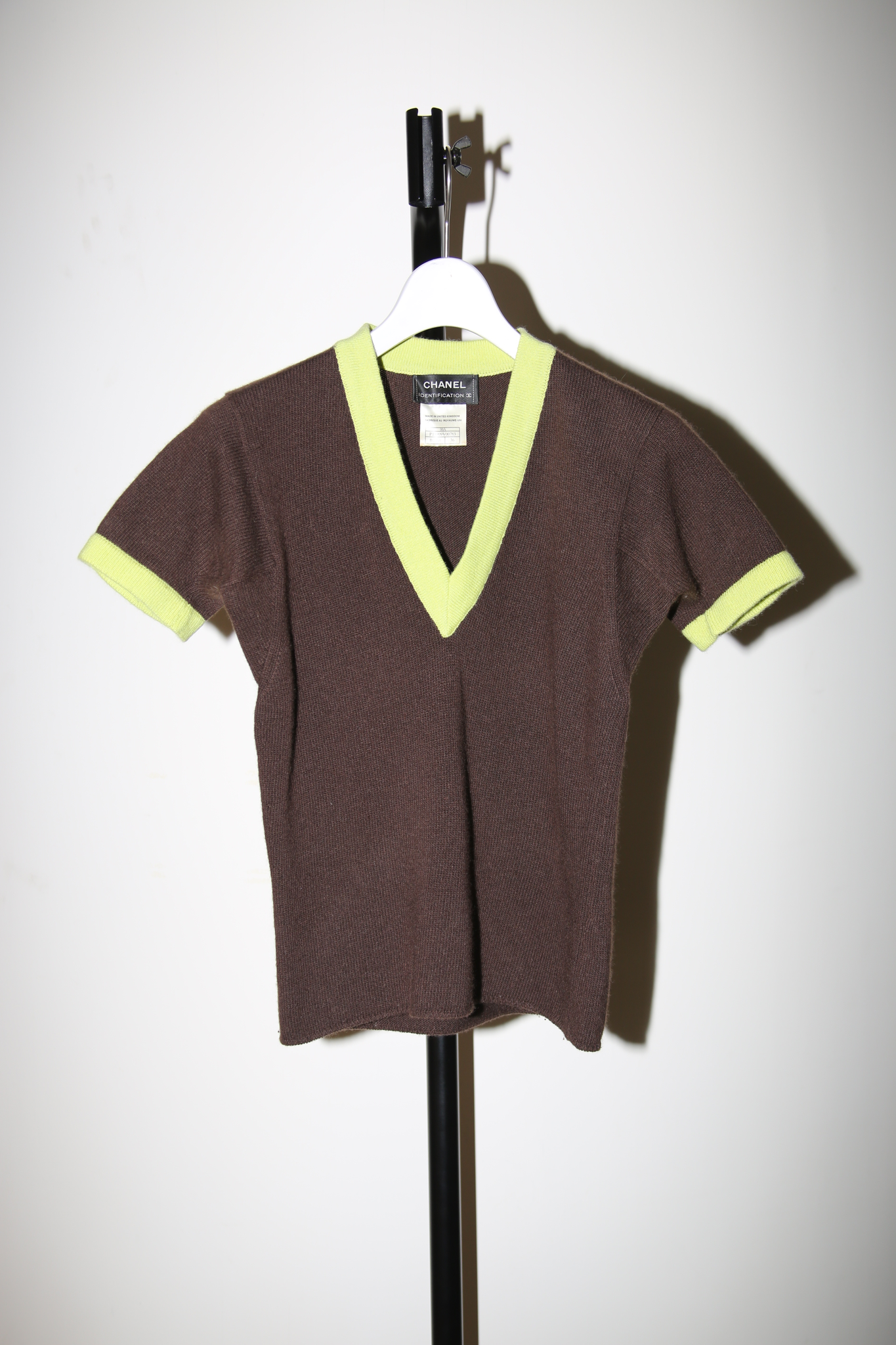 2000 CHANEL / V-NECK CASHMERE KNIT T-SHIRT