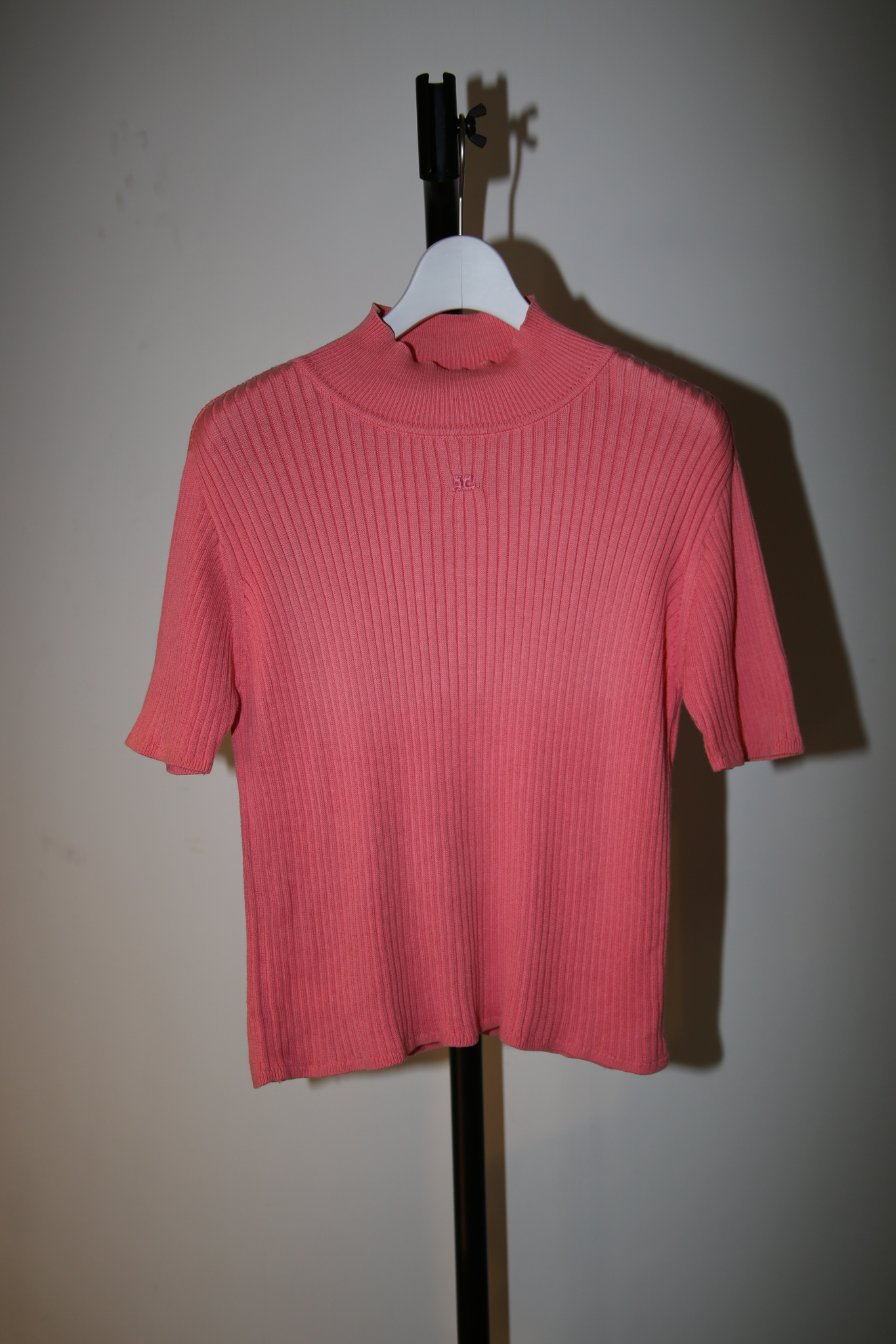 1990 COURREGES / COTTON RIB KNIT T-SHIRT IN PINK