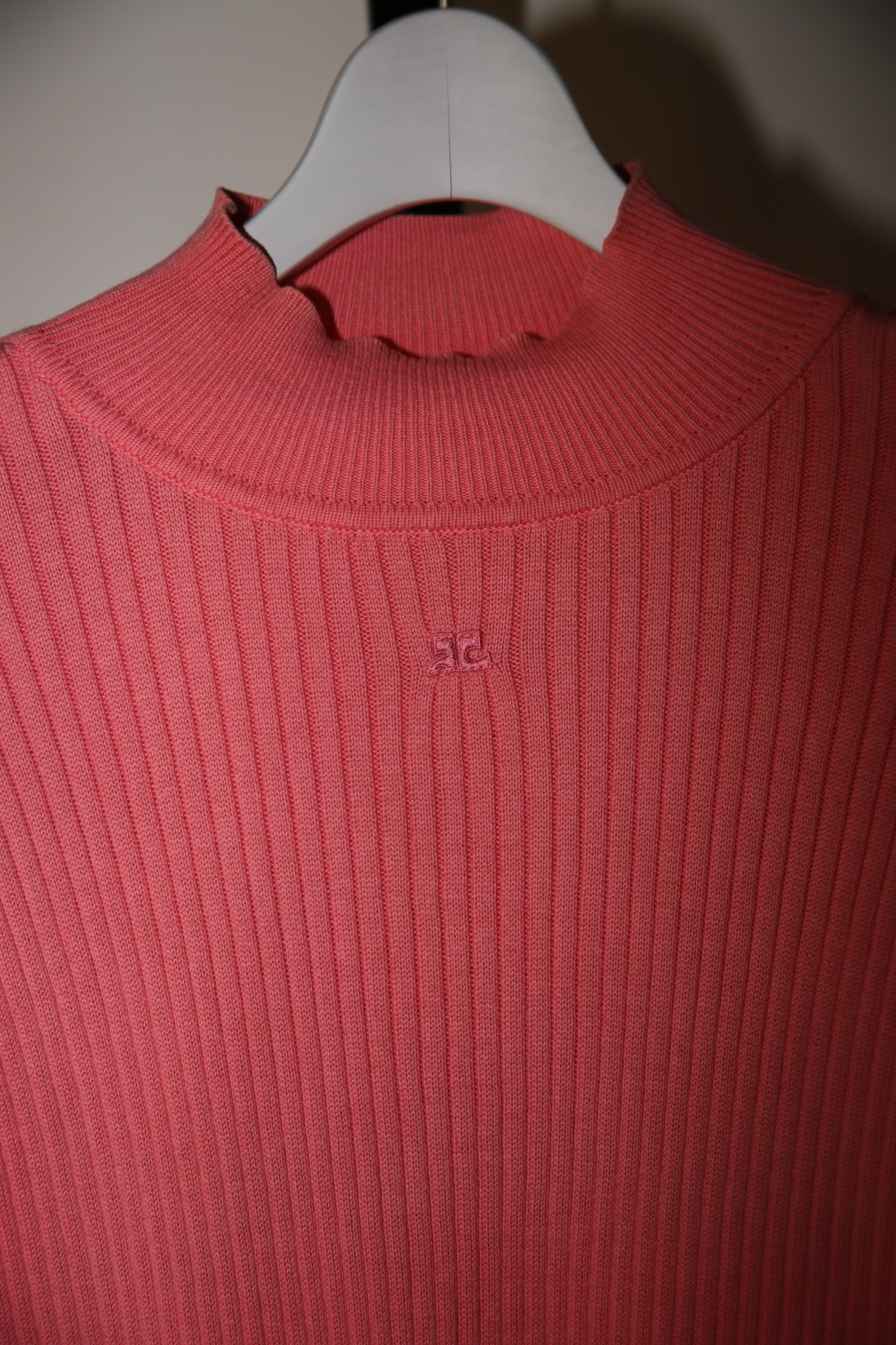 1990 COURREGES / COTTON RIB KNIT T-SHIRT IN PINK