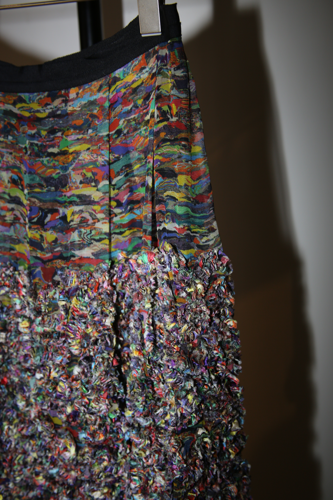 DRIES VAN NOTEN / SILK CHIFFON SKIRT WITH FRILL EMBROIDERY