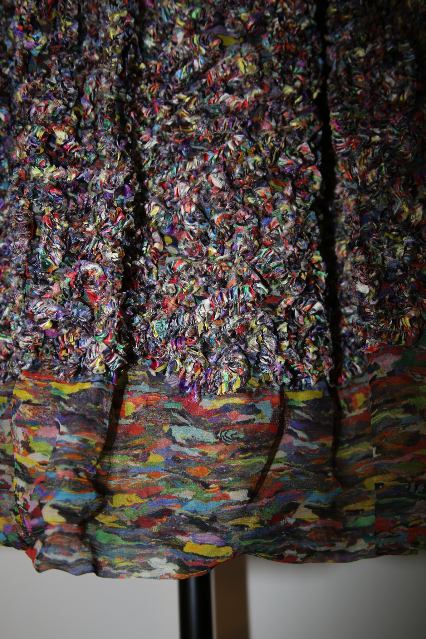 DRIES VAN NOTEN / SILK CHIFFON SKIRT WITH FRILL EMBROIDERY