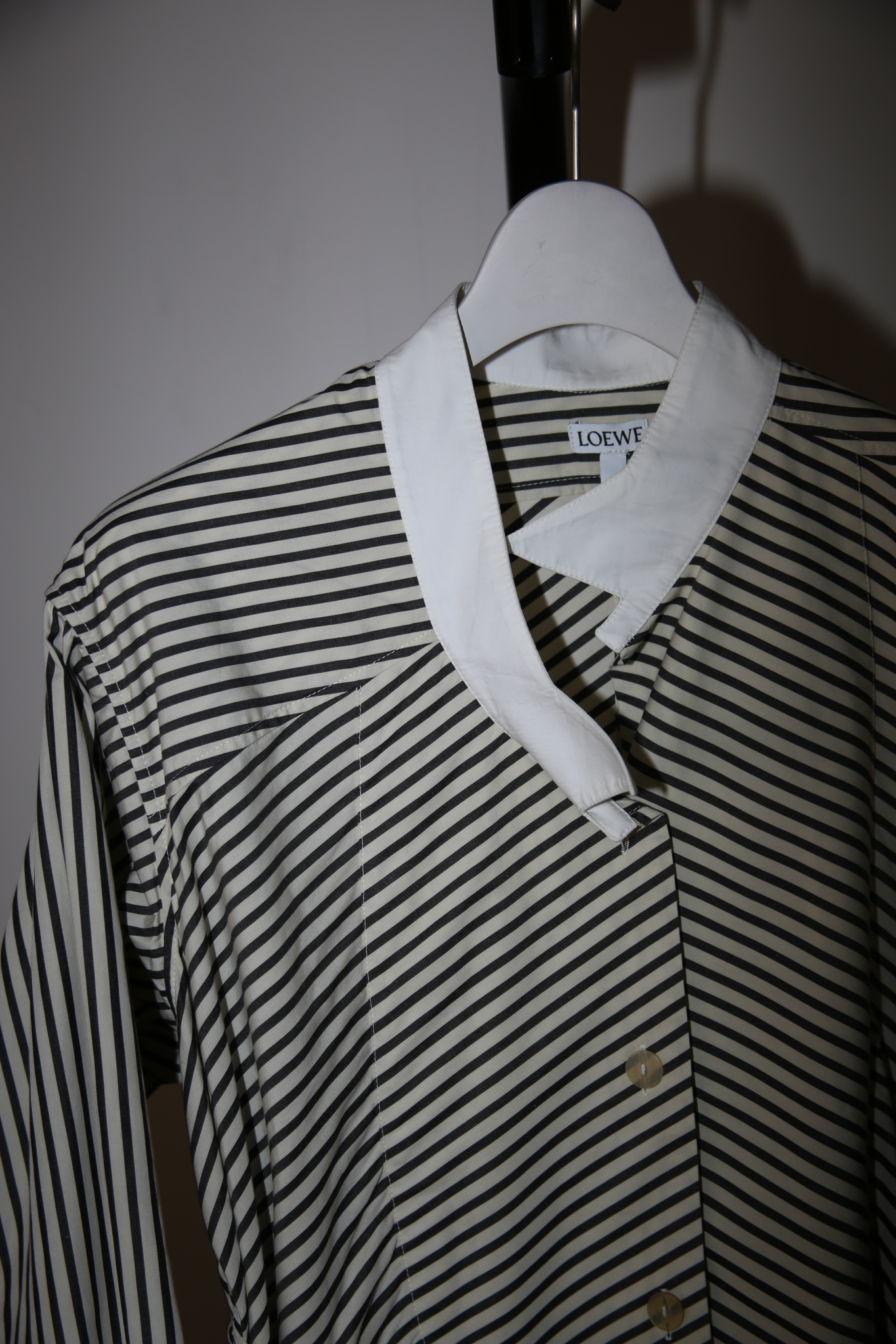 2020 LOEWE / ASYMMETRY SHIRT DRESS WITH PIN STRIPE