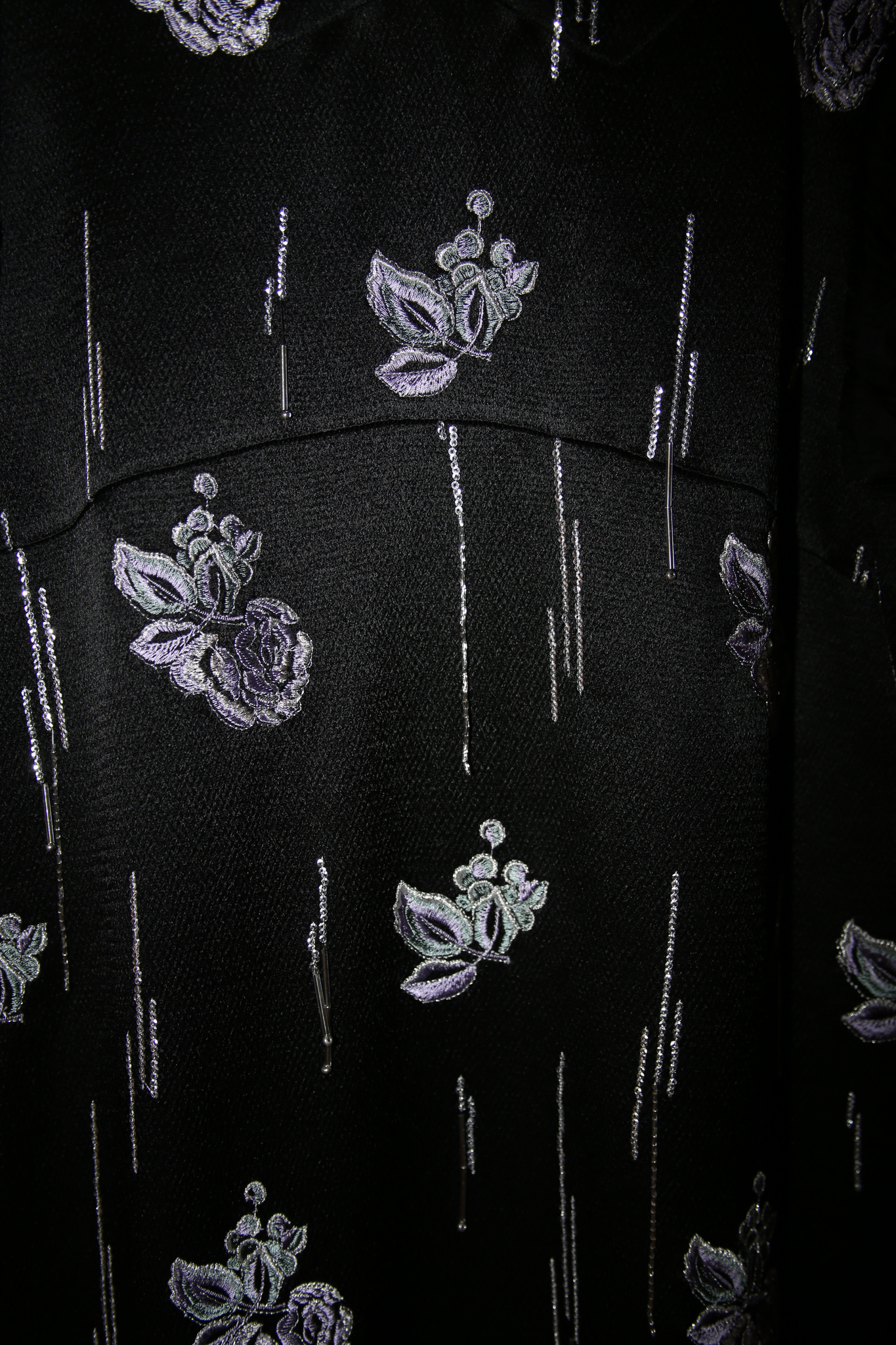 MERYLL ROGGE / LONG EMBROIDERED SATIN MAXI DRESS