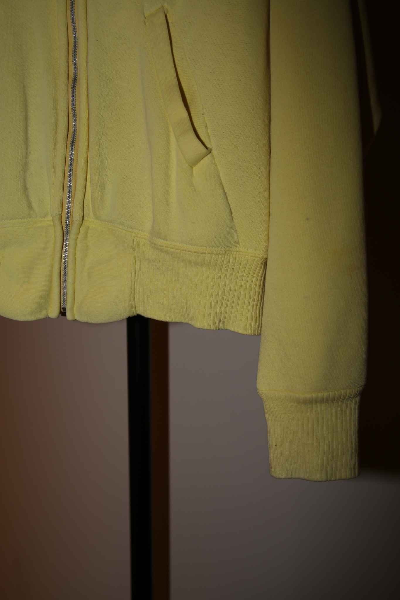 1960 VINTAGE / SHORT LENGTH COTTON ZIP UP HOODIE WITH HARINUKI RIB