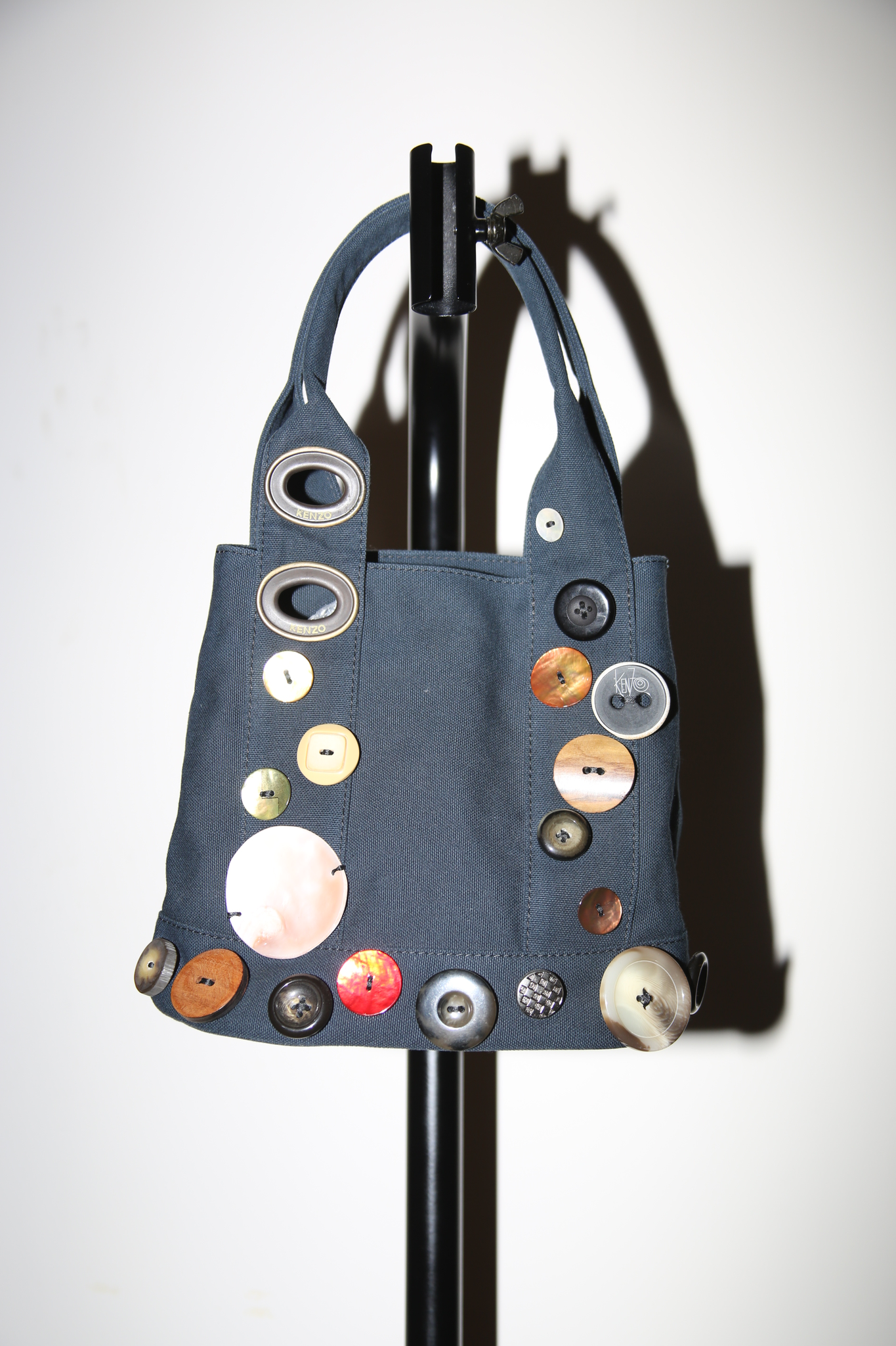 2010 KENZO / CANVAS MINI TOTE BAG WITH BUTON EMBROIDERY