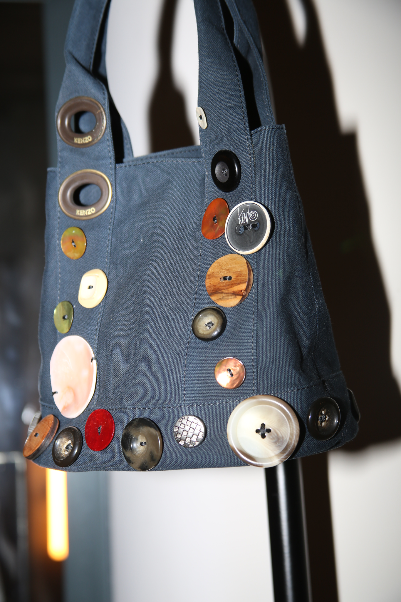 2010 KENZO / CANVAS MINI TOTE BAG WITH BUTON EMBROIDERY