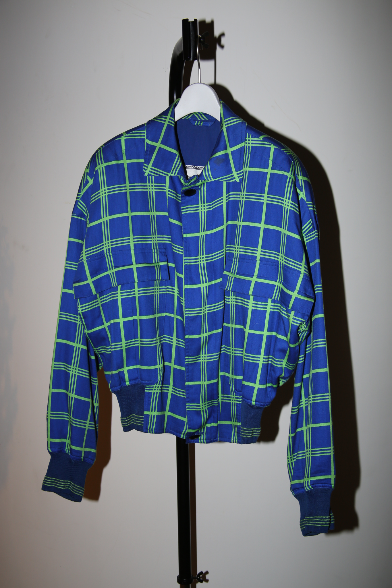 1980 GIANNI VERSACE / PLAID COTTON JACKET WITH PADDED SHOULDER