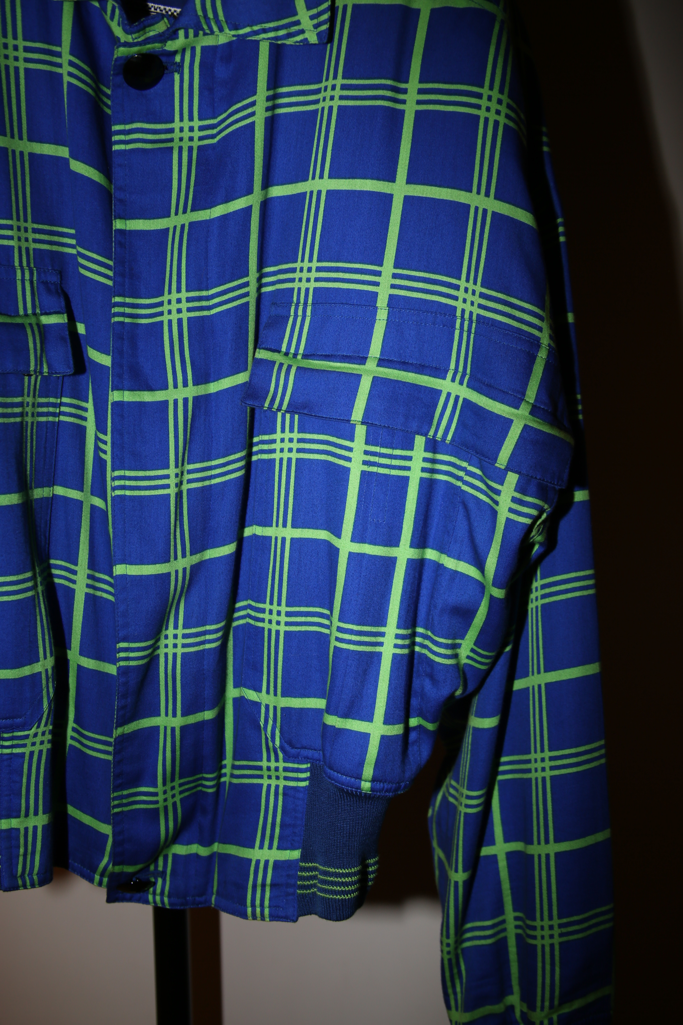 1980 GIANNI VERSACE / PLAID COTTON JACKET WITH PADDED SHOULDER