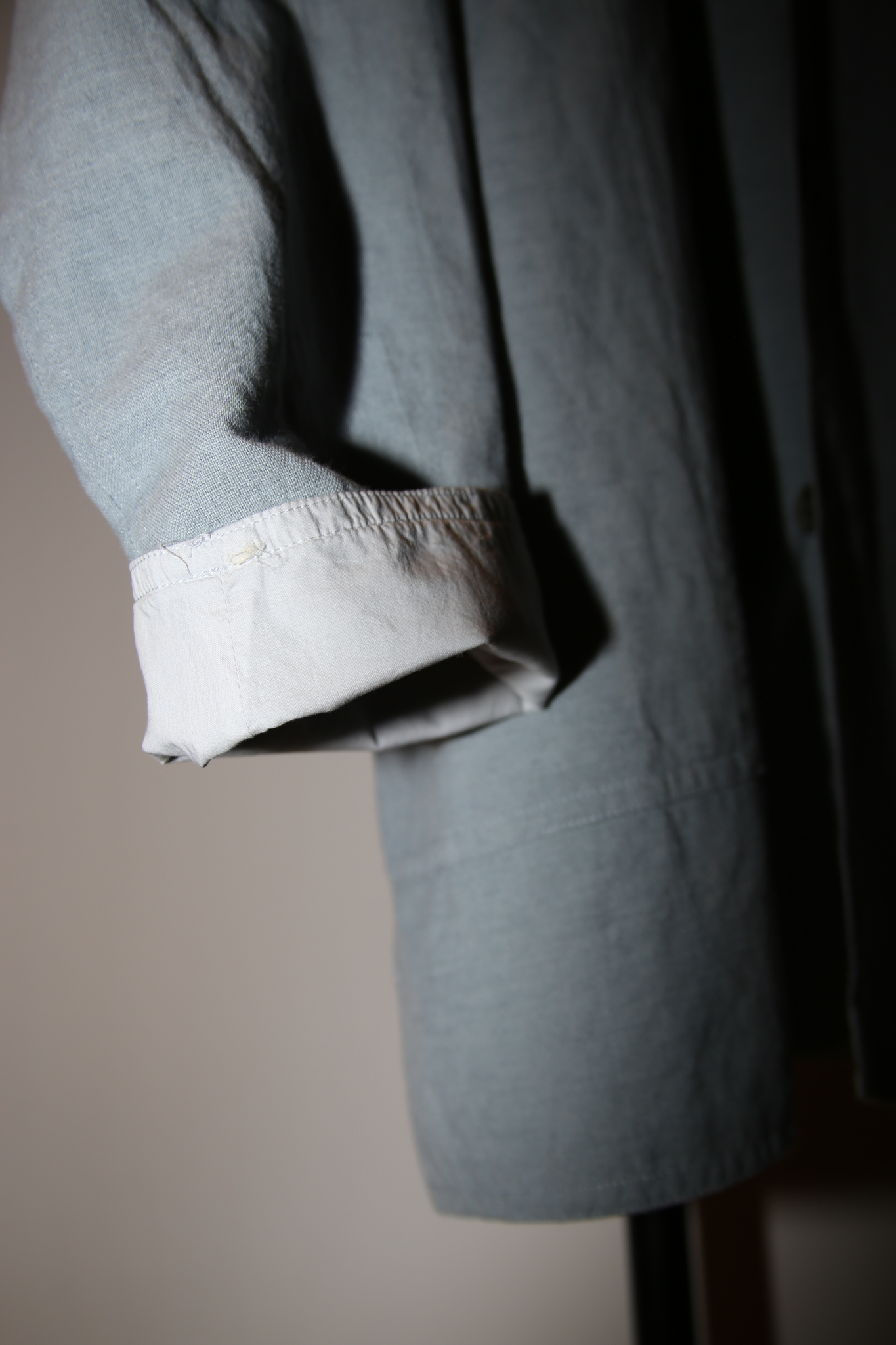 2000 ESKANDAR / STAND COLLAR LONG JACKET IN LINEN COTTON