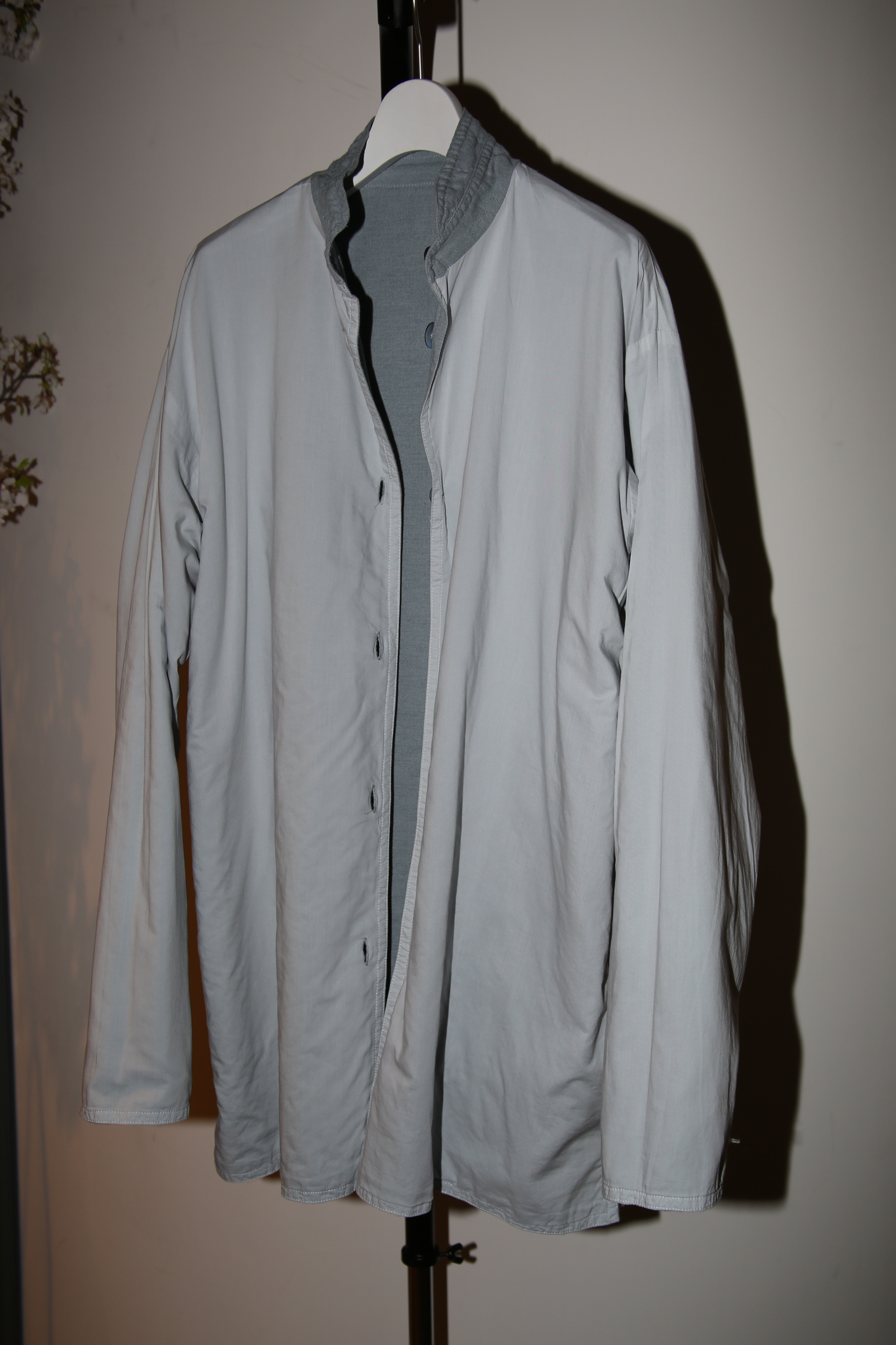 2000 ESKANDAR / STAND COLLAR LONG JACKET IN LINEN COTTON