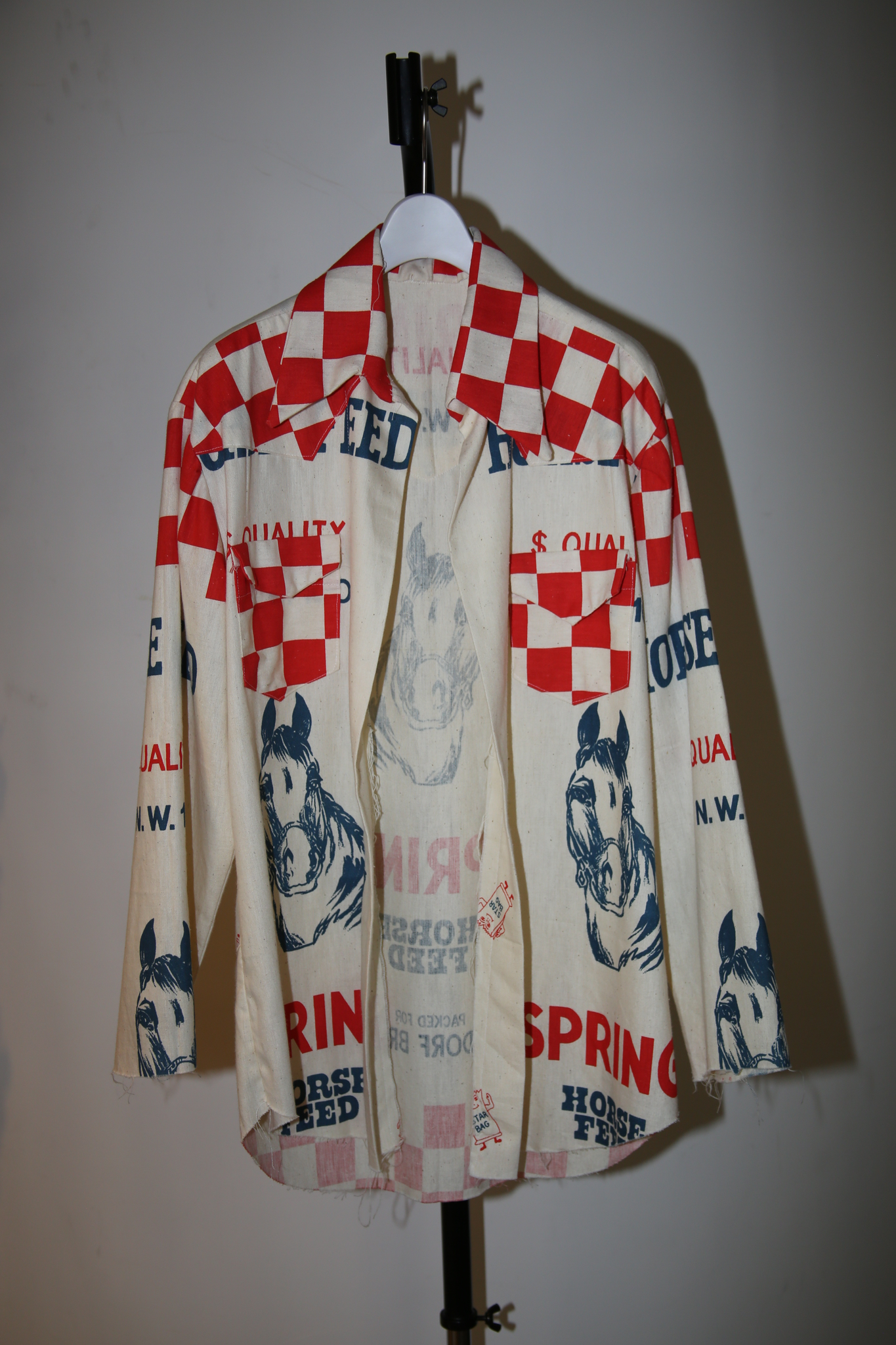 1970 VINTAGE / FEED SACK REWORK HAND MADE WESTERN SHIRT