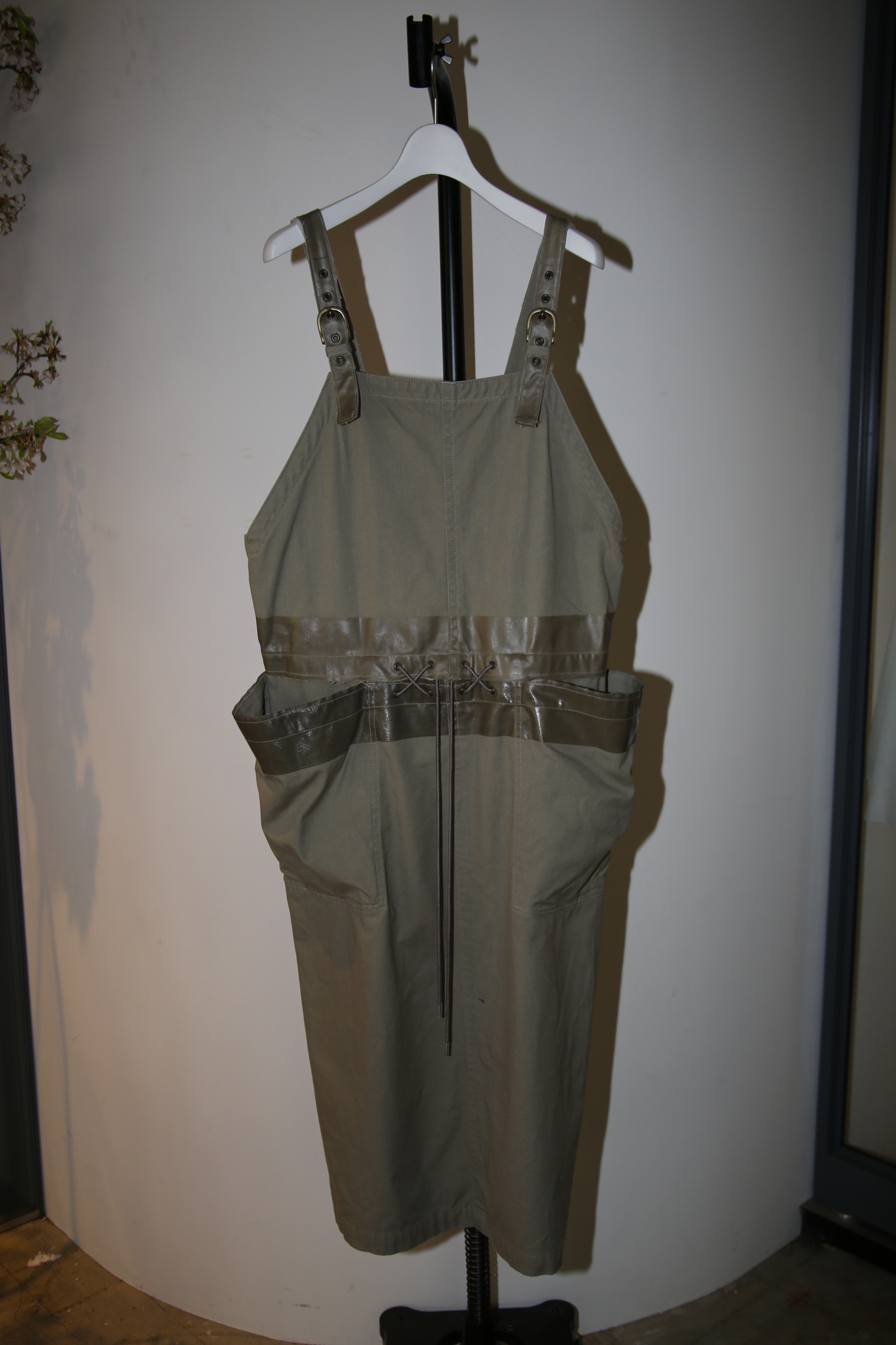 1980 ISSEY SPORT<ISSEI MIYAKE> /  COTTON CANVAS WORK DRESS WITH LACE UP