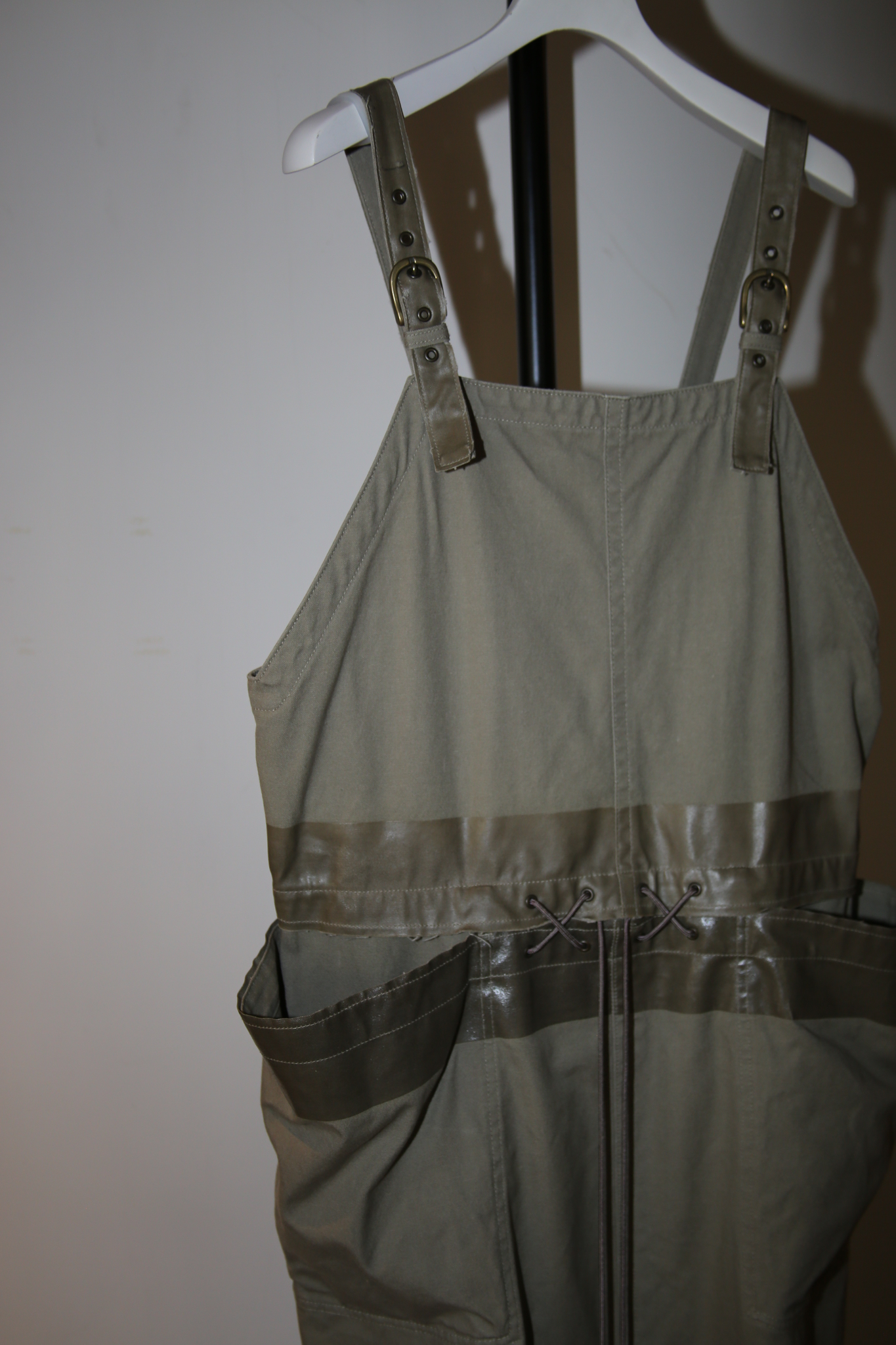 1980 ISSEY SPORT<ISSEI MIYAKE> /  COTTON CANVAS WORK DRESS WITH LACE UP