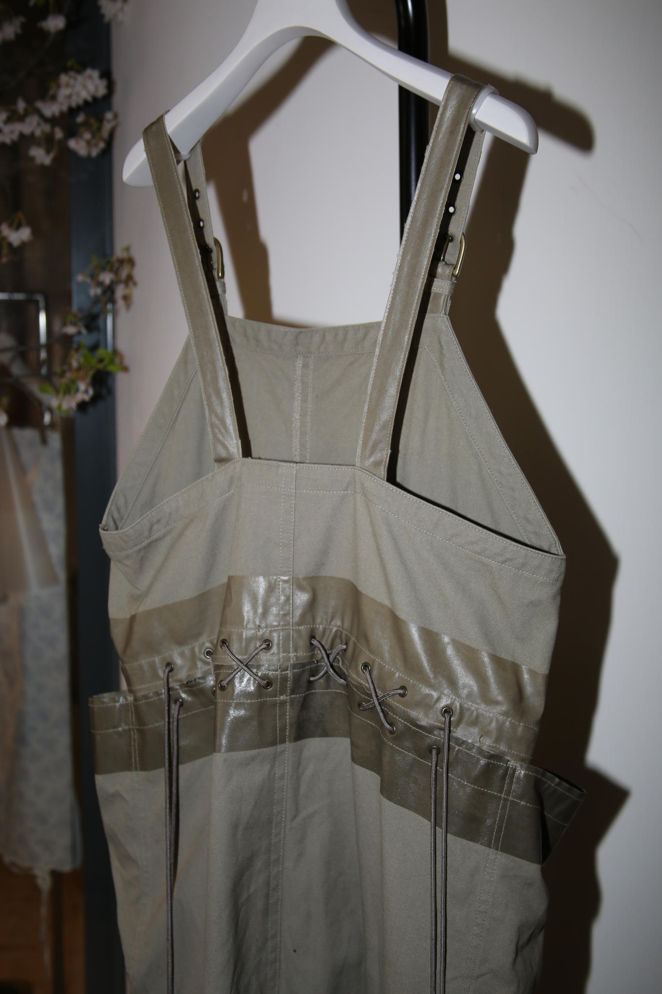 1980 ISSEY SPORT<ISSEI MIYAKE> /  COTTON CANVAS WORK DRESS WITH LACE UP