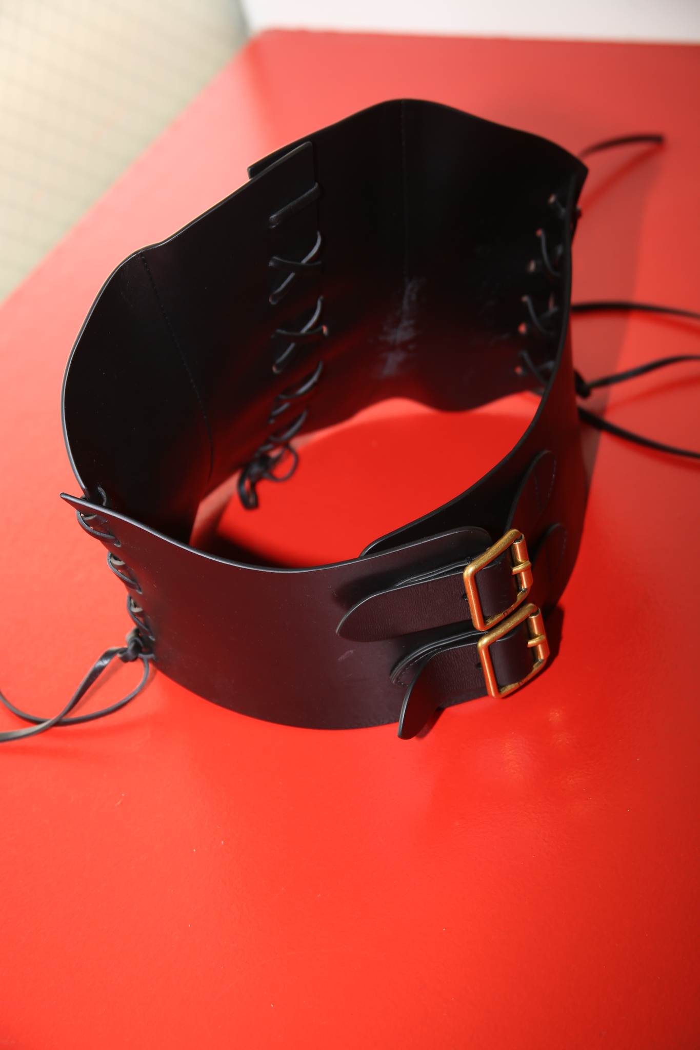 2000 CHRISTIAN DIOR / LEATHER CORSET BELT IN BLACK