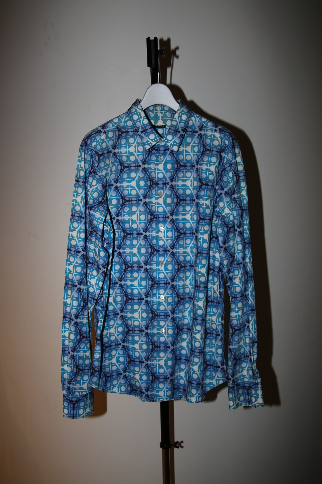 2000 MIU MIU / OPTICAL ART PRINTED COTTON SHIRT