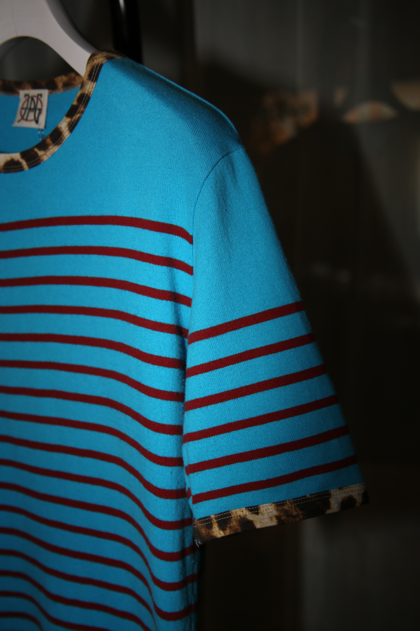 2000 JEAN PAUL GAULTIER / BORDER T-SHIRT WITH LEOPARD TRIM