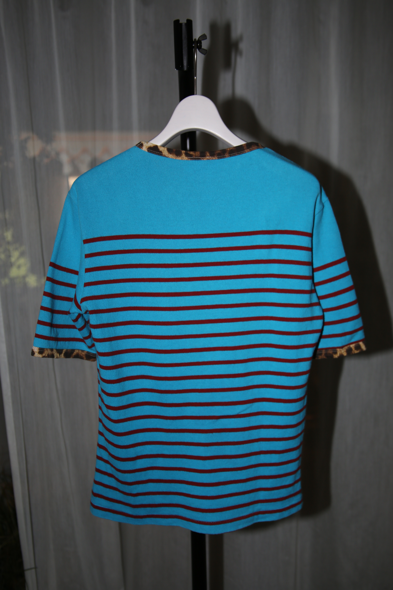 2000 JEAN PAUL GAULTIER / BORDER T-SHIRT WITH LEOPARD TRIM