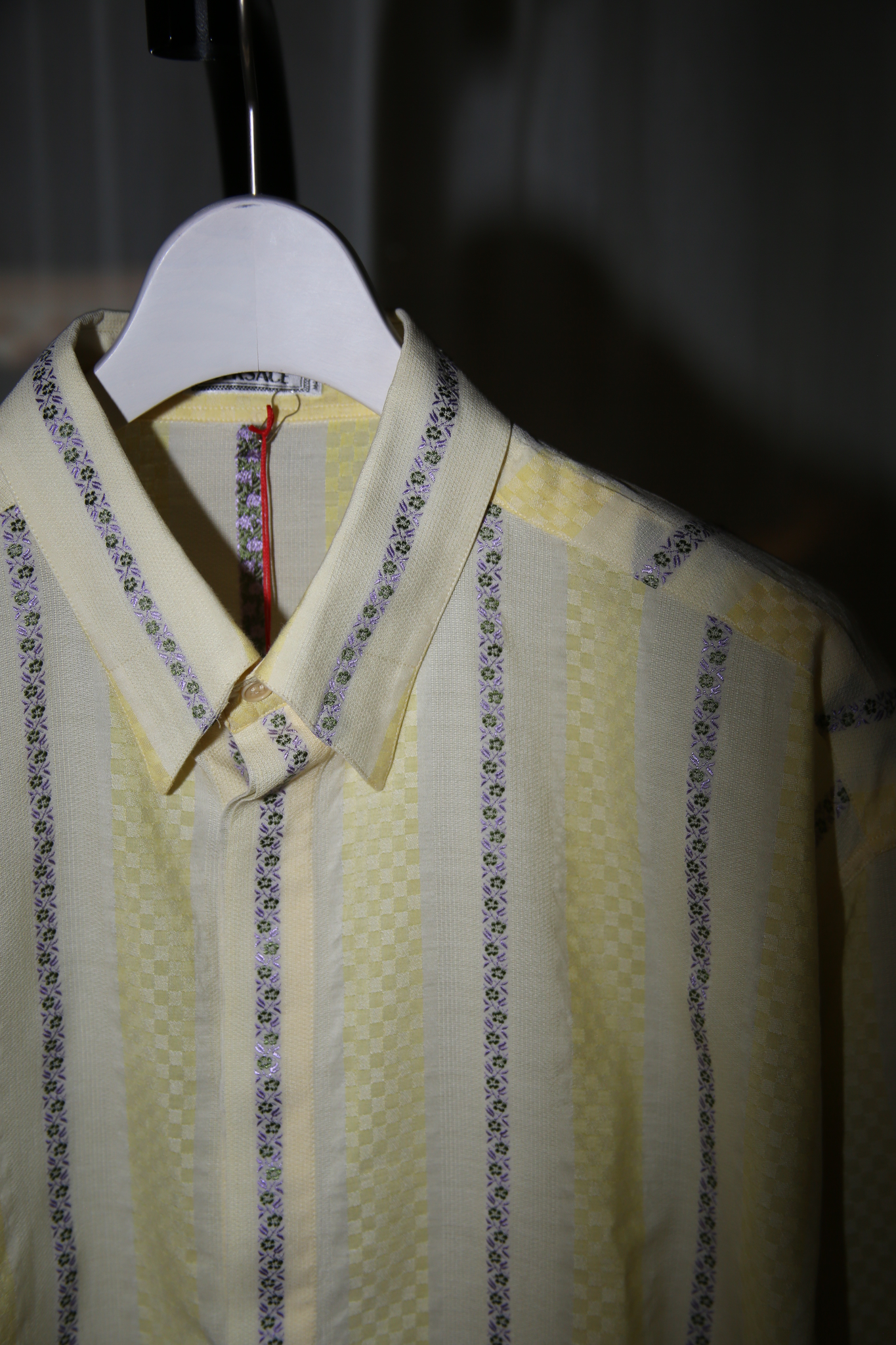 1980 GIANNI VERSACE / INSIDE OUT JACQUARD SIGNATURE SHIRT IN YELLOW
