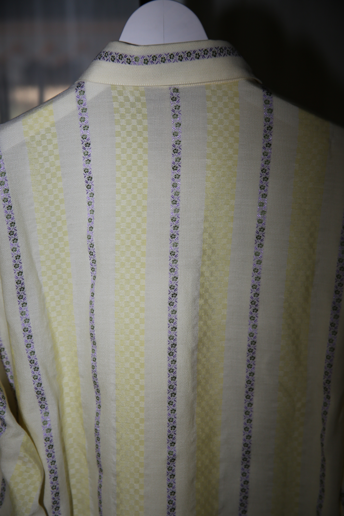 1980 GIANNI VERSACE / INSIDE OUT JACQUARD SIGNATURE SHIRT IN YELLOW
