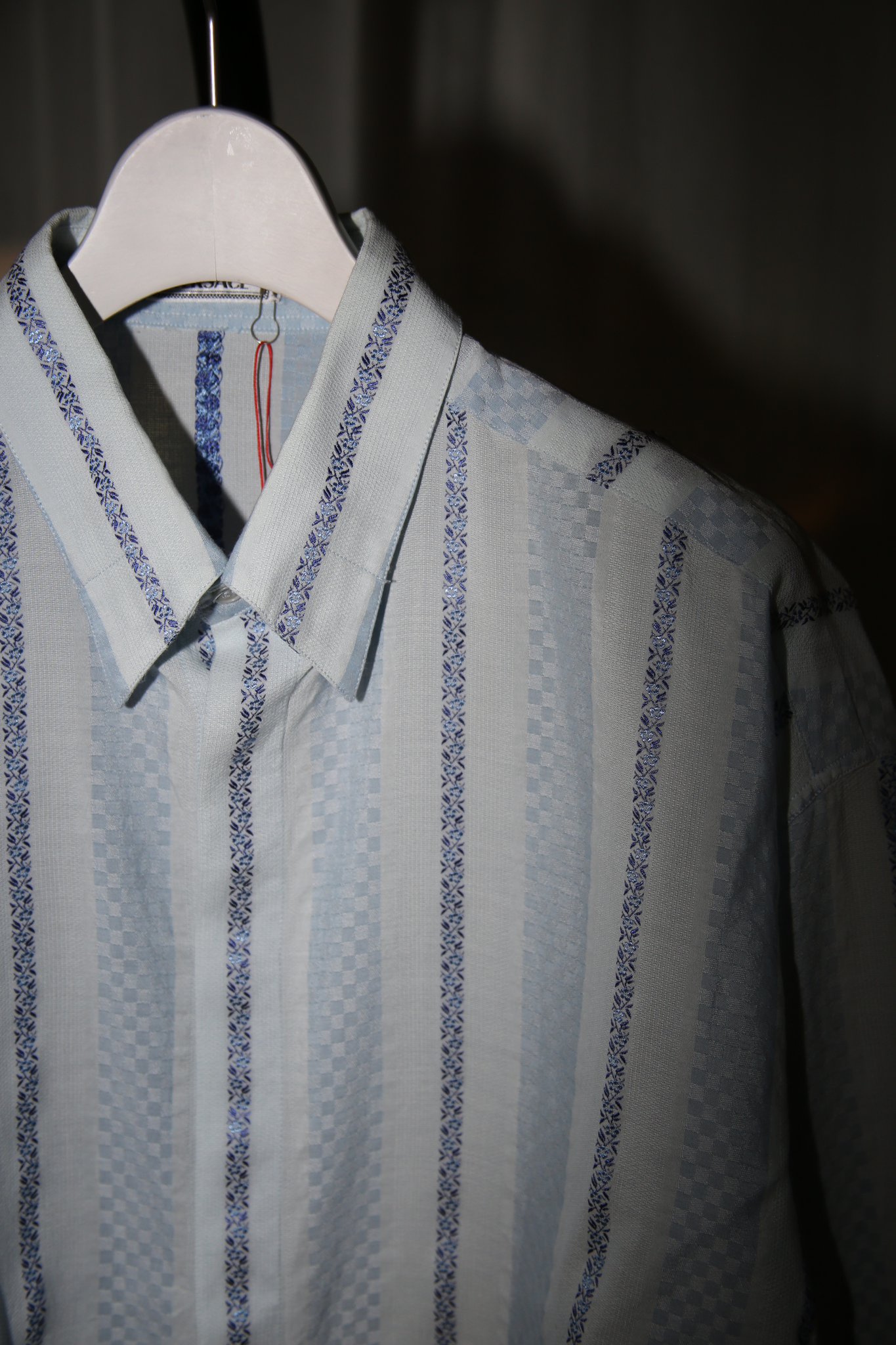1980 GIANNI VERSACE / INDIDE OUT JACQUARD SIGNATURE SHIRT IN BLUE