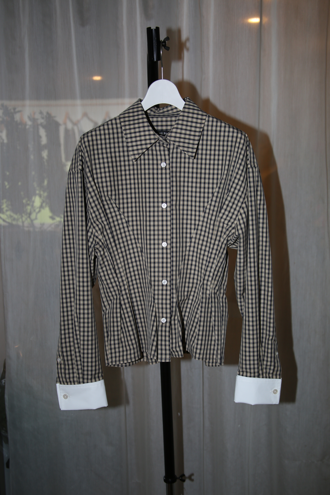 MERYLL ROGGE / WAISTED SHIRT IN PLAID CHECK SAND