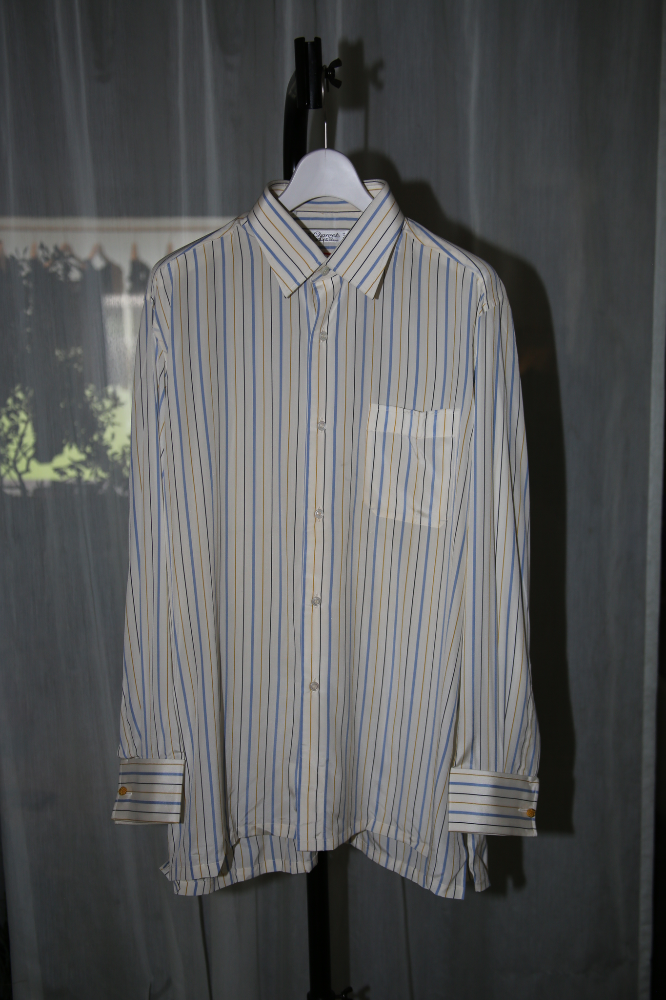 1990 CHARVET / SILK DRESS SHIRT WITH MULTI STRIPE