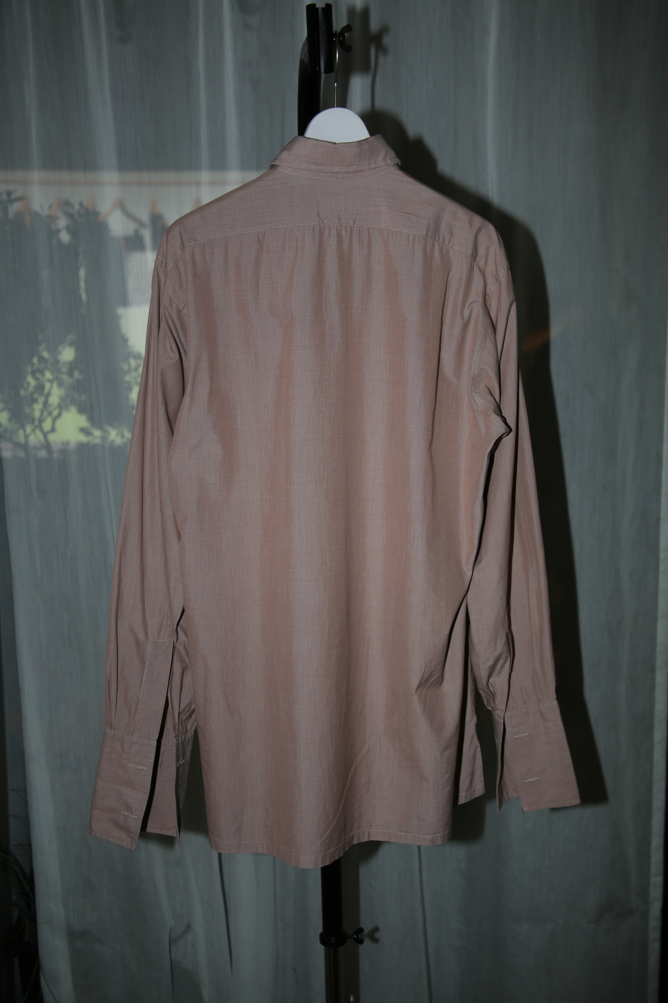 1990 CHARVET / COTTON DRESS SHIRT IN BROWN