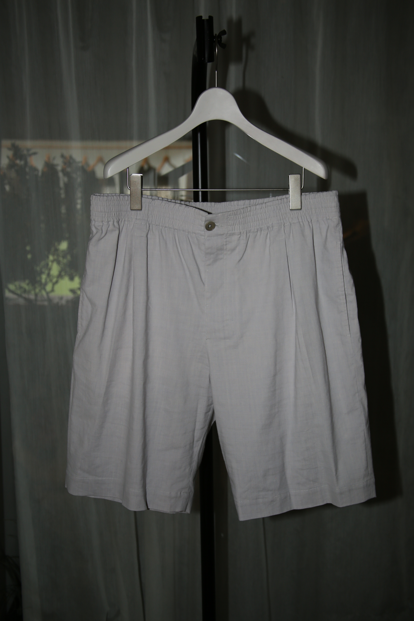 2020 HERMES / LINEN WOOL ELASTIC SHORTS WITH DRAW STRING