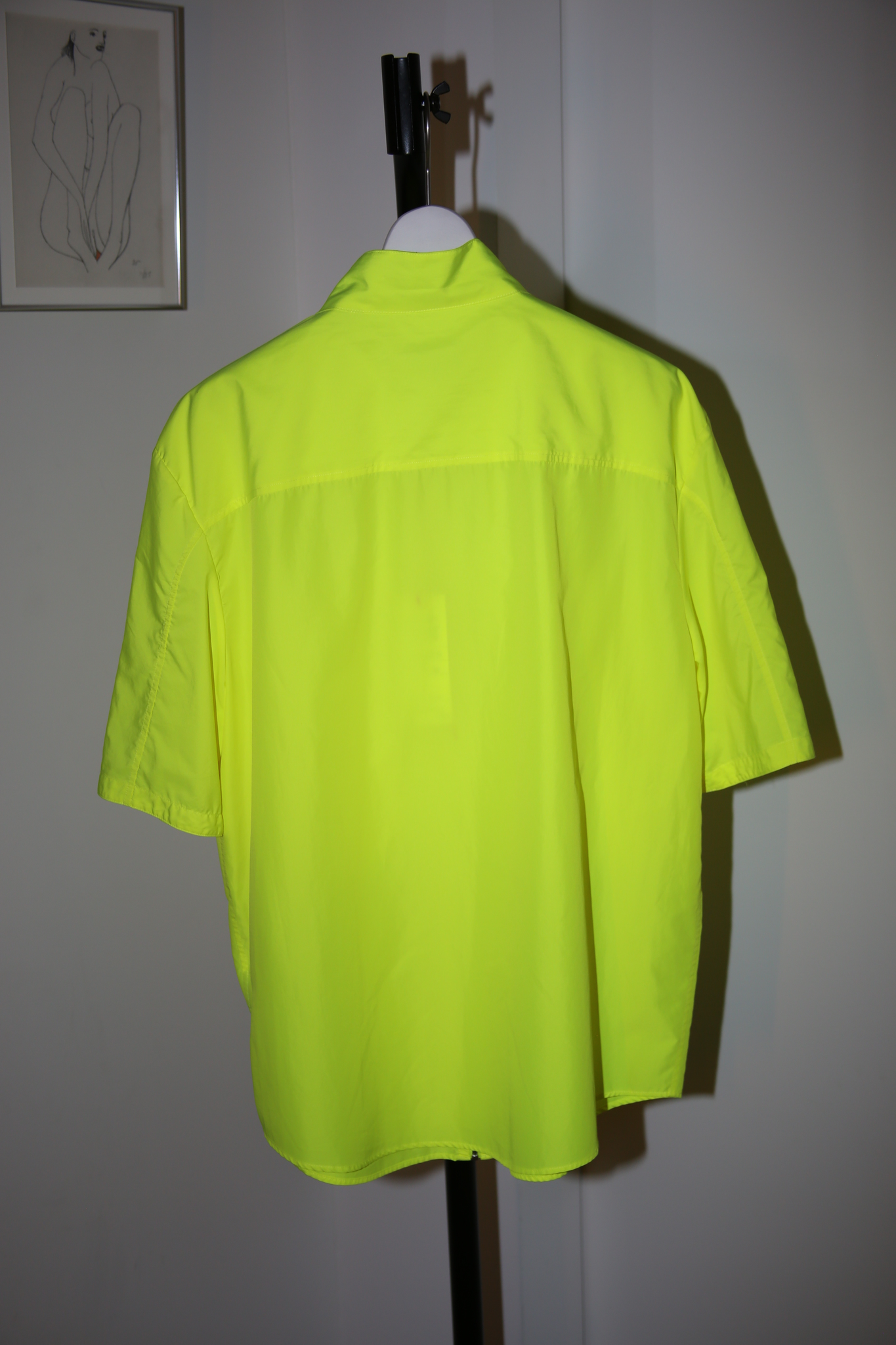 2020 HERMES / SHORT SLEEVE POLYESTER SHIRT IN NEON YELLOW