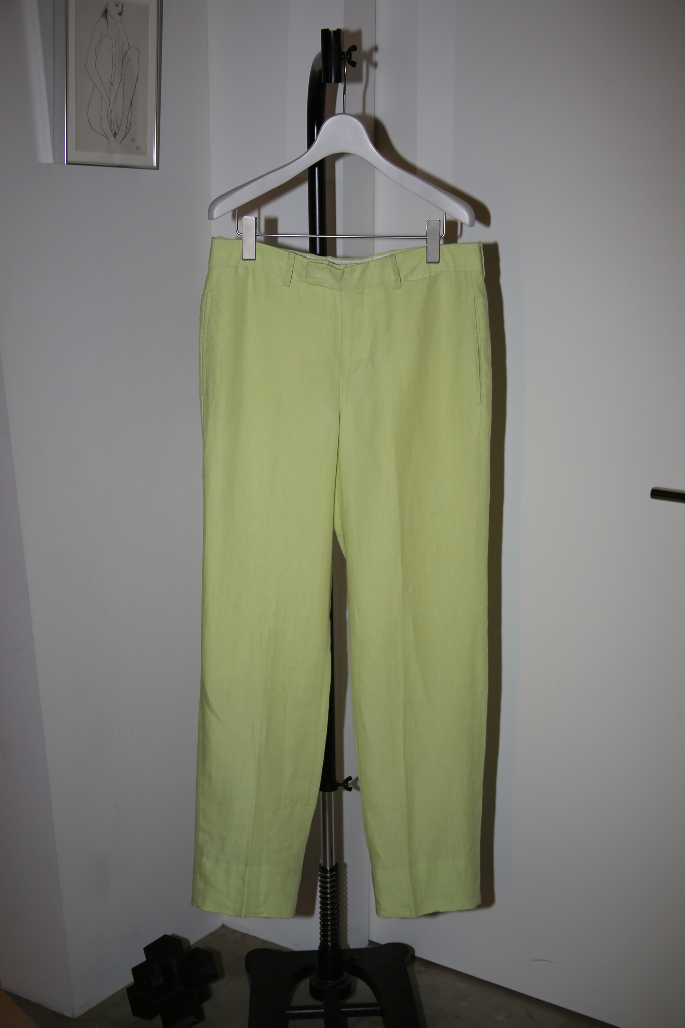 1990 HERMES / LINEN TROUSER IN PALE NEON YELLOW
