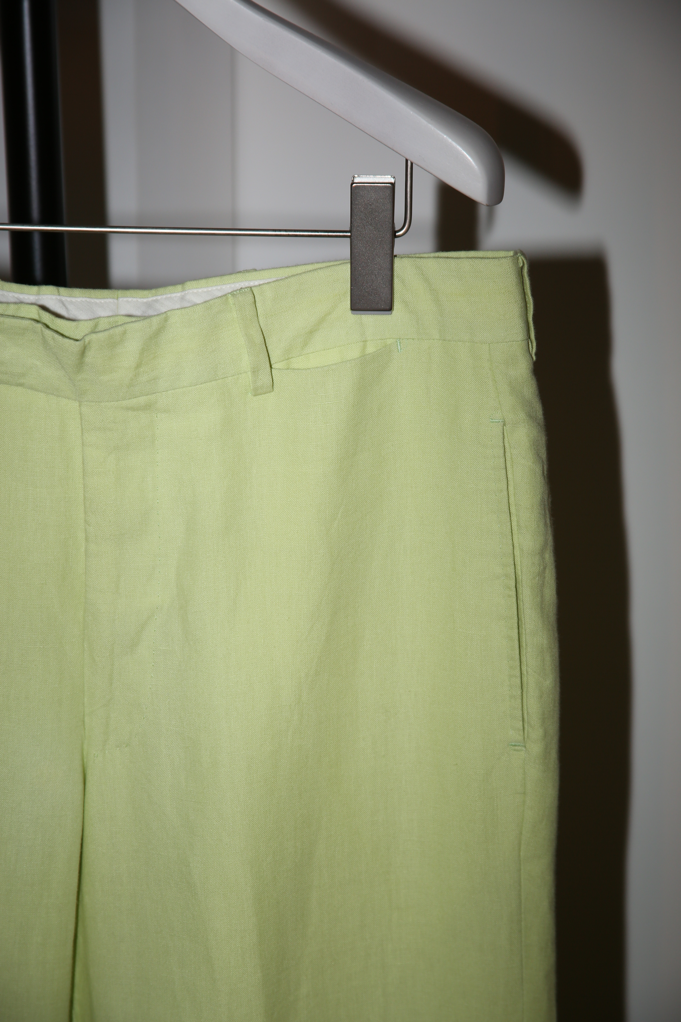 1990 HERMES / LINEN TROUSER IN PALE NEON YELLOW