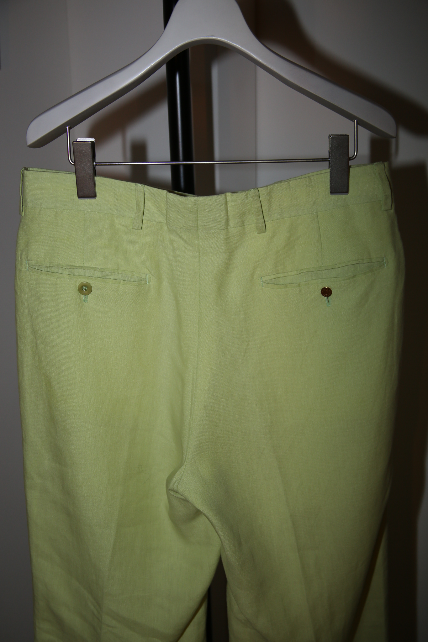 1990 HERMES / LINEN TROUSER IN PALE NEON YELLOW