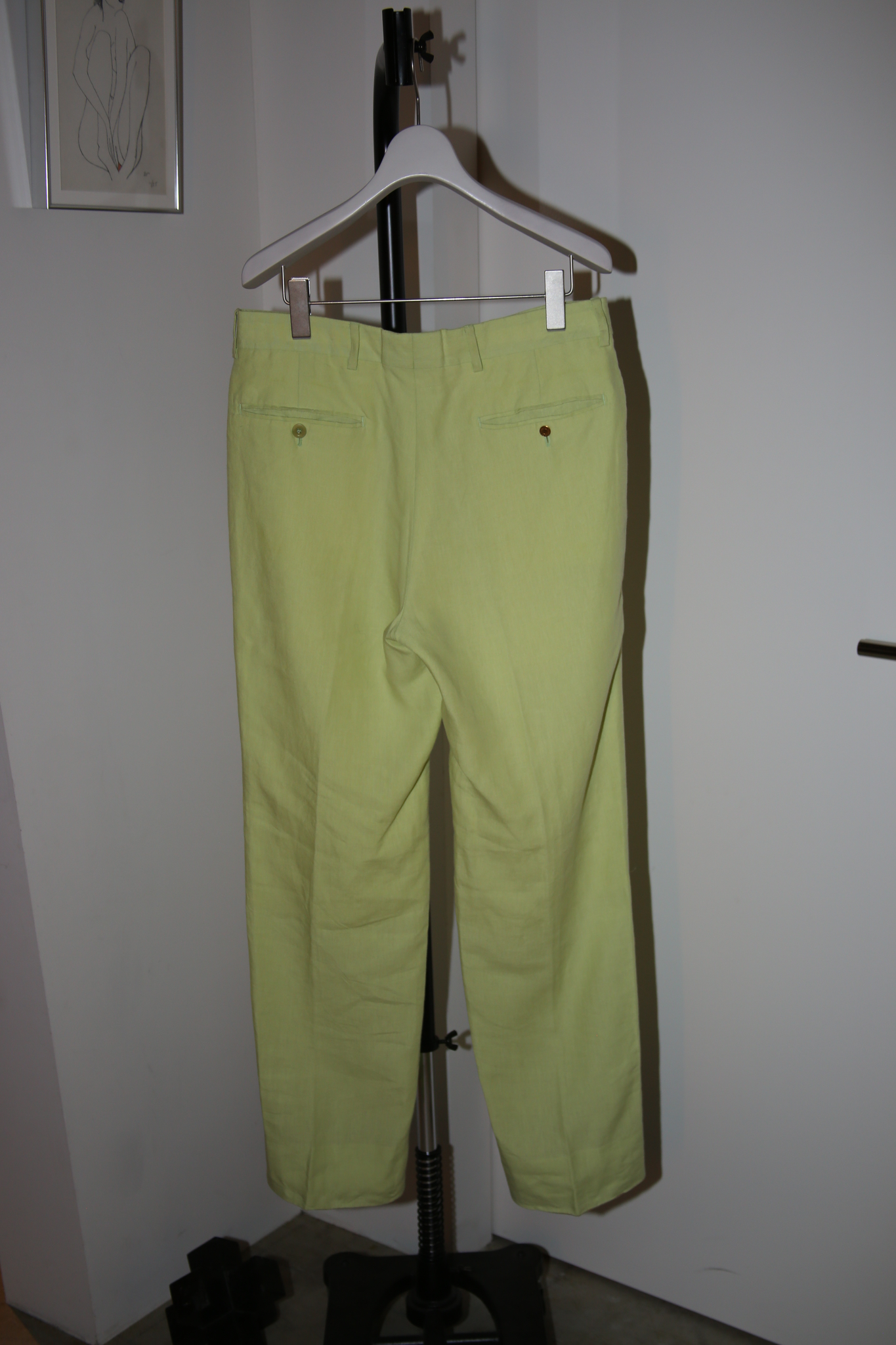 1990 HERMES / LINEN TROUSER IN PALE NEON YELLOW