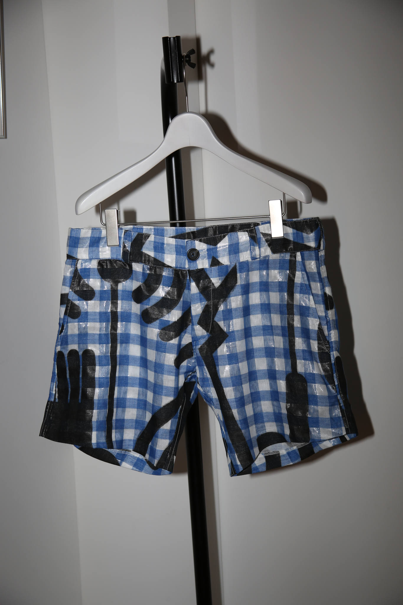 2000 MAKIN JAN MA / COATING COTTON SHORT PANTS WITH GINHAM CHECK