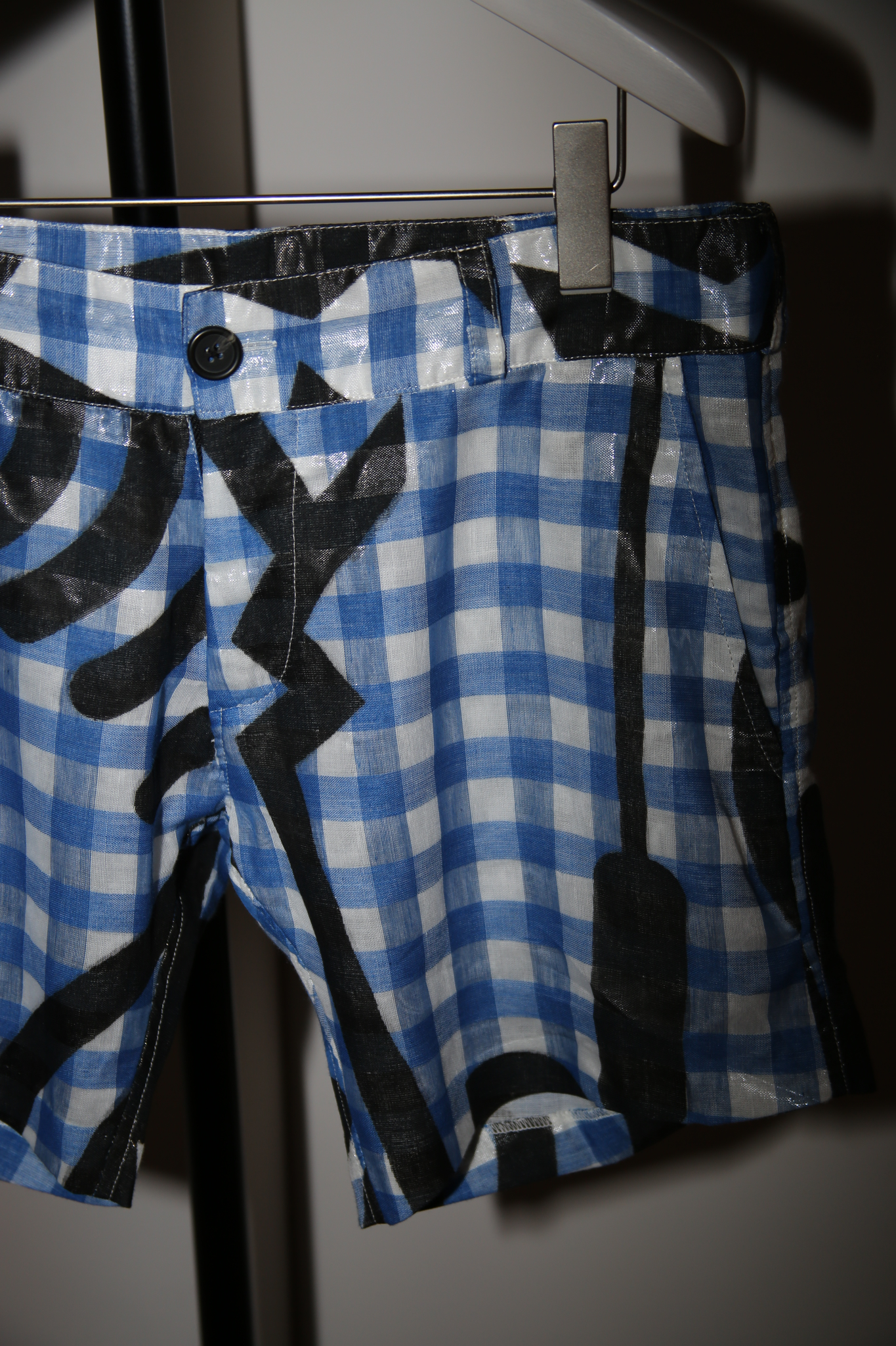 2000 MAKIN JAN MA / COATING COTTON SHORT PANTS WITH GINHAM CHECK