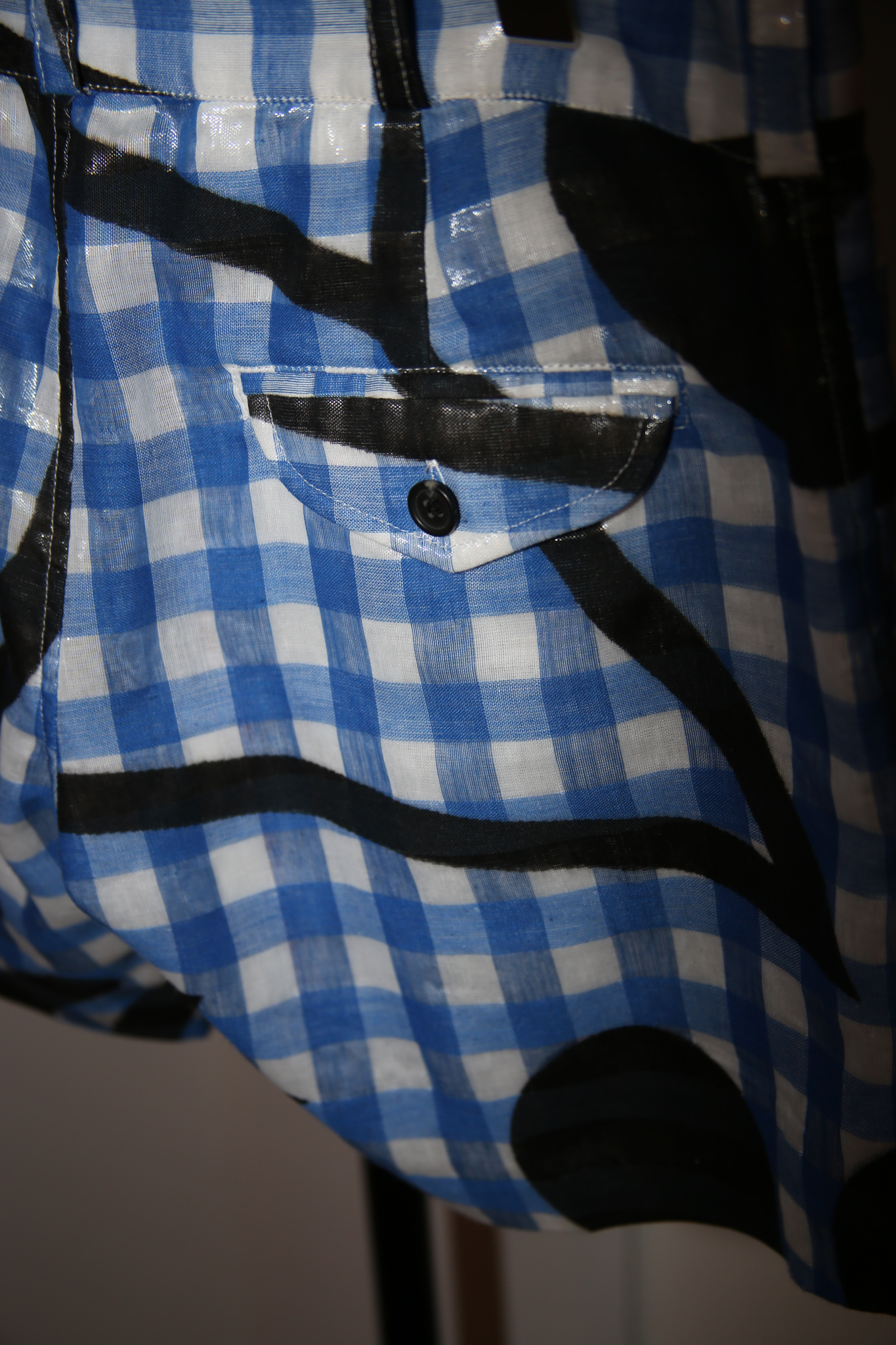 2000 MAKIN JAN MA / COATING COTTON SHORT PANTS WITH GINHAM CHECK