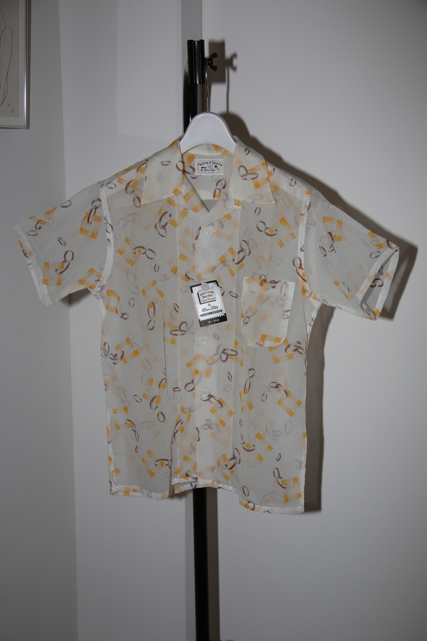 1950 VINTAGE / SHORT SLEEVE SHEER NYLON SHIRT : DEADSTOCK
