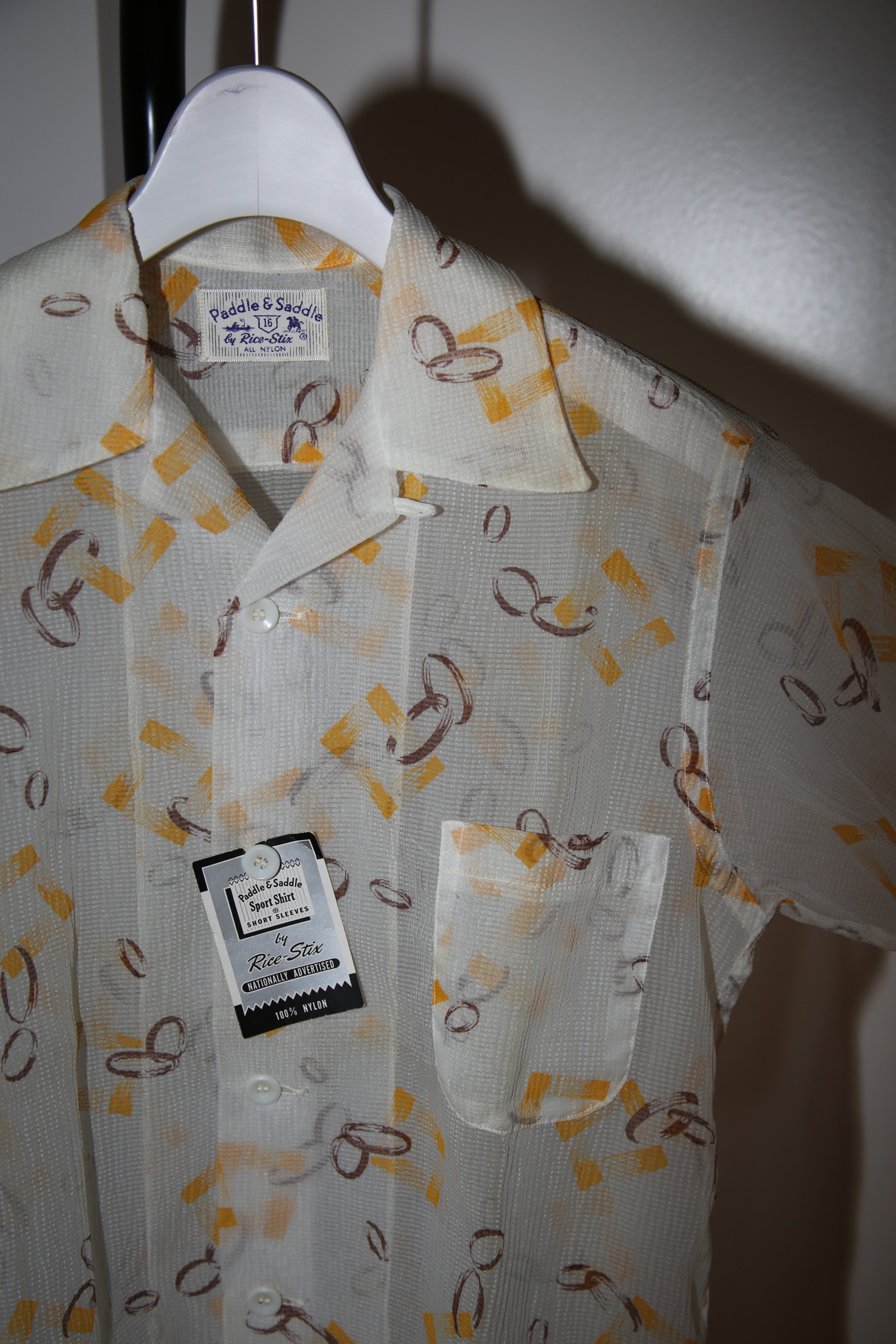 1950 VINTAGE / SHORT SLEEVE SHEER NYLON SHIRT : DEADSTOCK