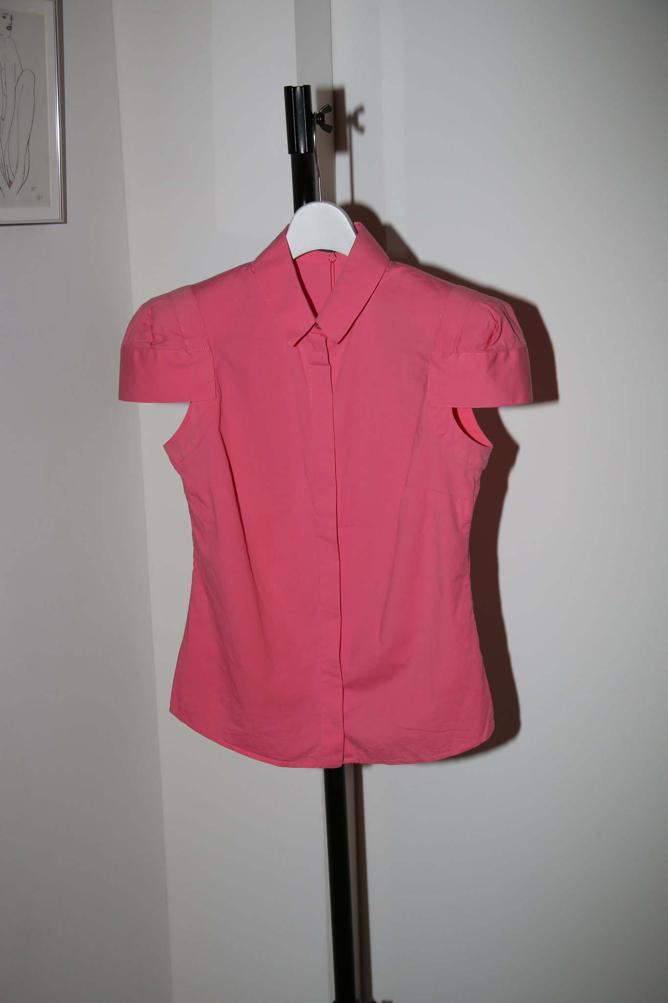 2000 ALEXANDER MCQUEEN / TAILORED SHOULDER FLY FRONT SHIRT IN PINK