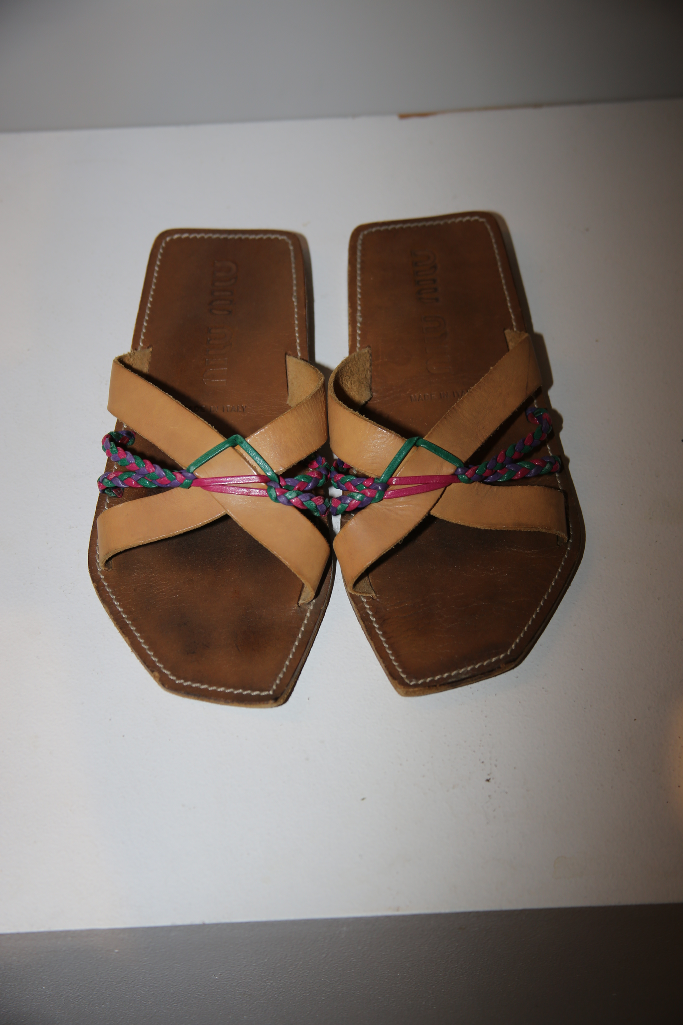 1990 MIU MIU / LEATHER FLAT SANDAL