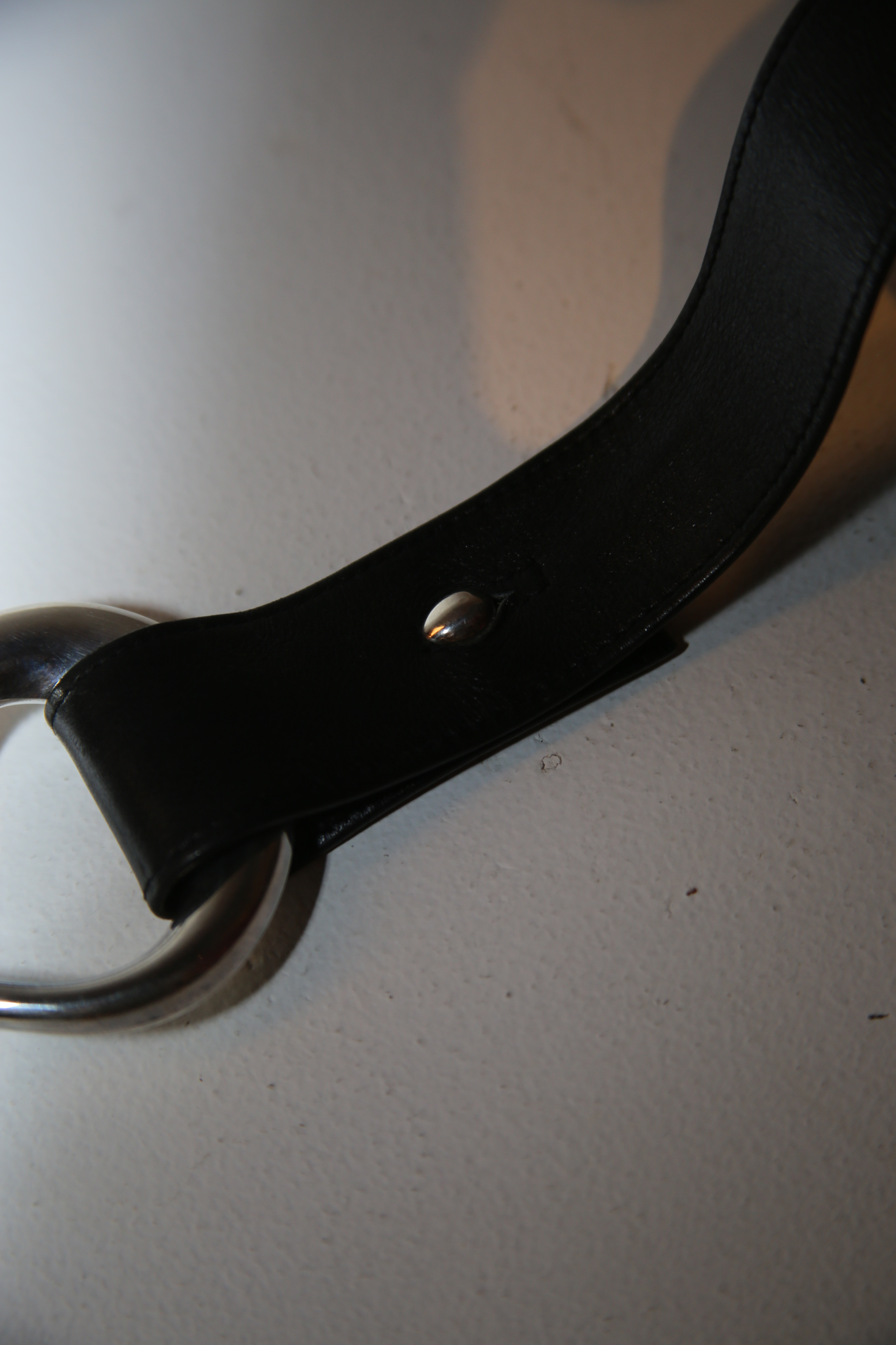 1975 ELSA PERETTI FOR TIFFANY / HUGE INFINITY BUCKLE LEATHER BELT IN BLACK