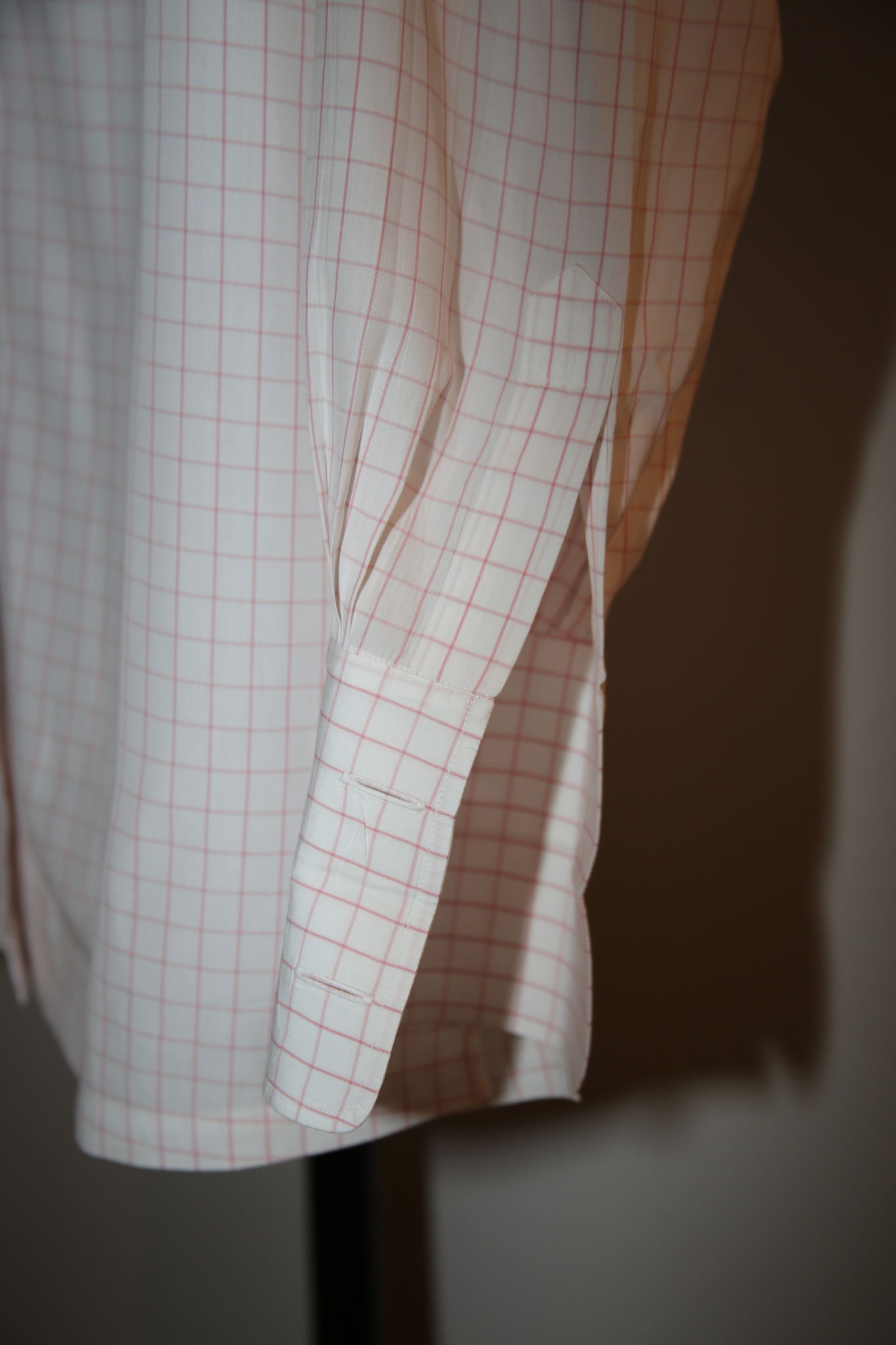 1990 CHARVET / FLY FRONT COTTON ROUND COLLAR DRESS SHIRT WITH GRAPH CHECK