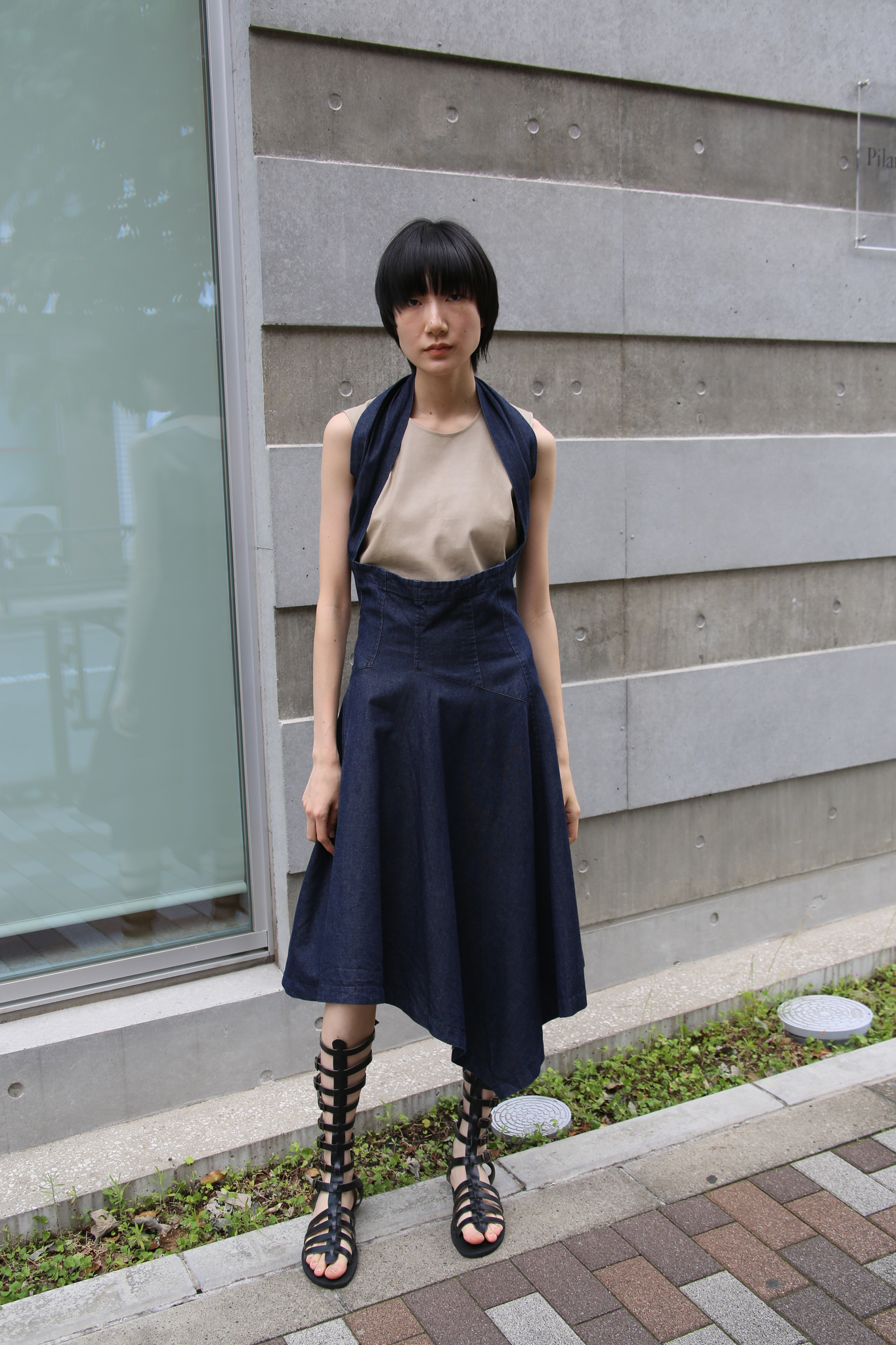 1980 COMME DES GARCONS / DRAPING LIGHT DENIM DRESS