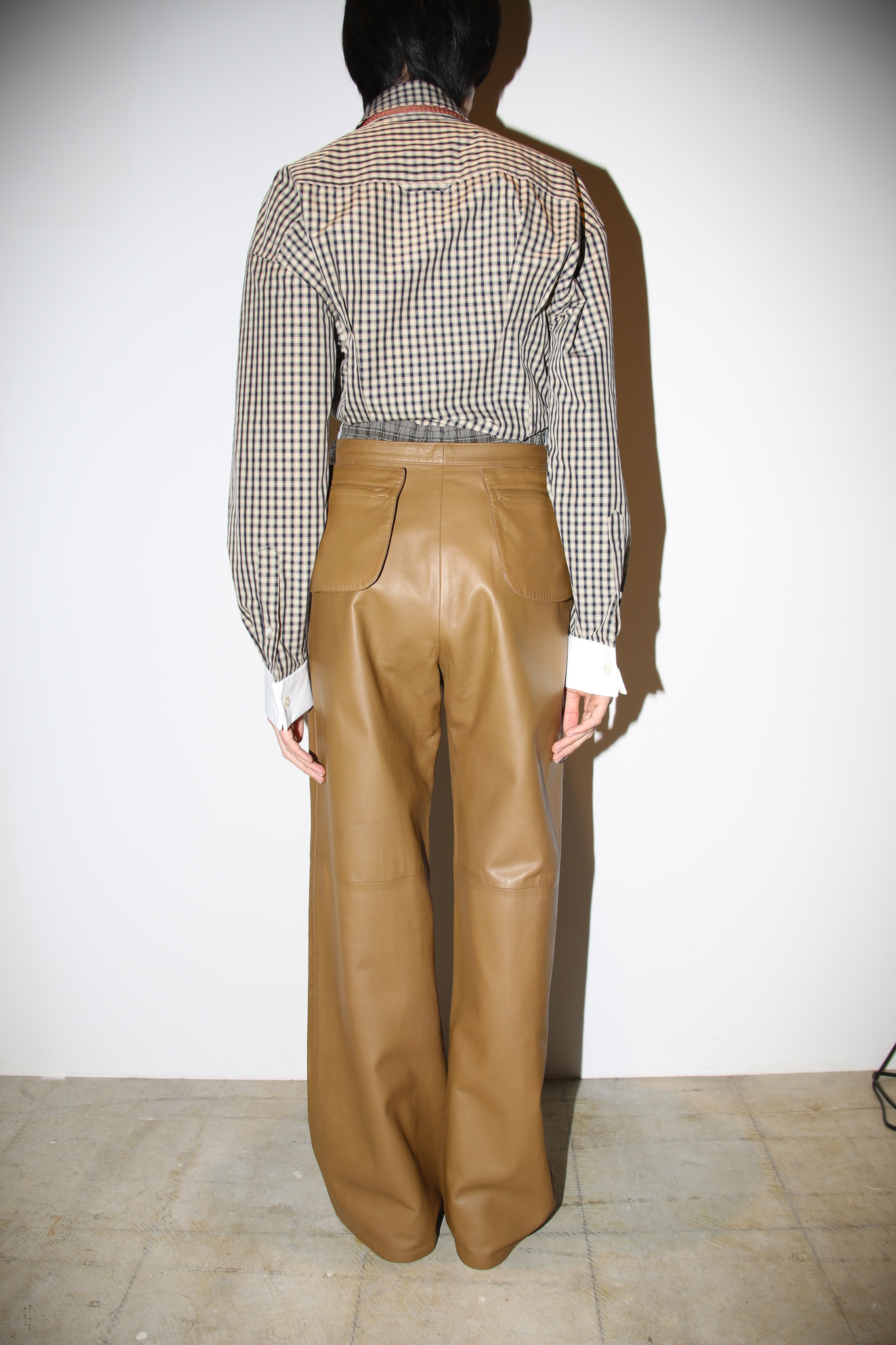 1980 HERMES / LEATHER TAILORED SUITS WITH DETACHABLE POCKET