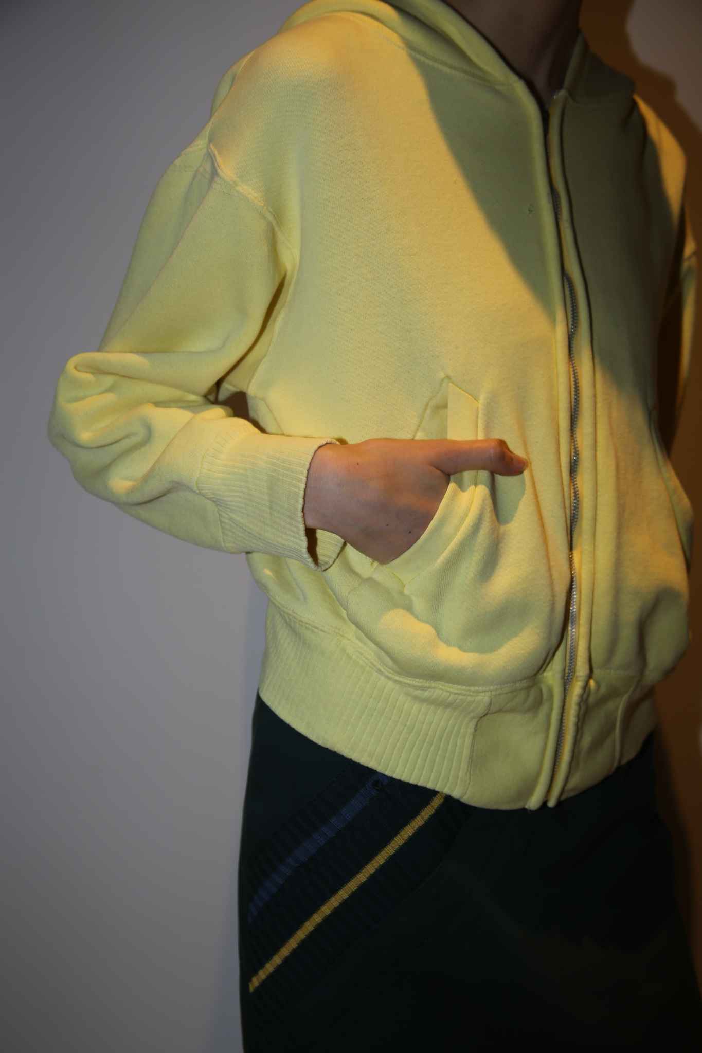 1960 VINTAGE / SHORT LENGTH COTTON ZIP UP HOODIE WITH HARINUKI RIB